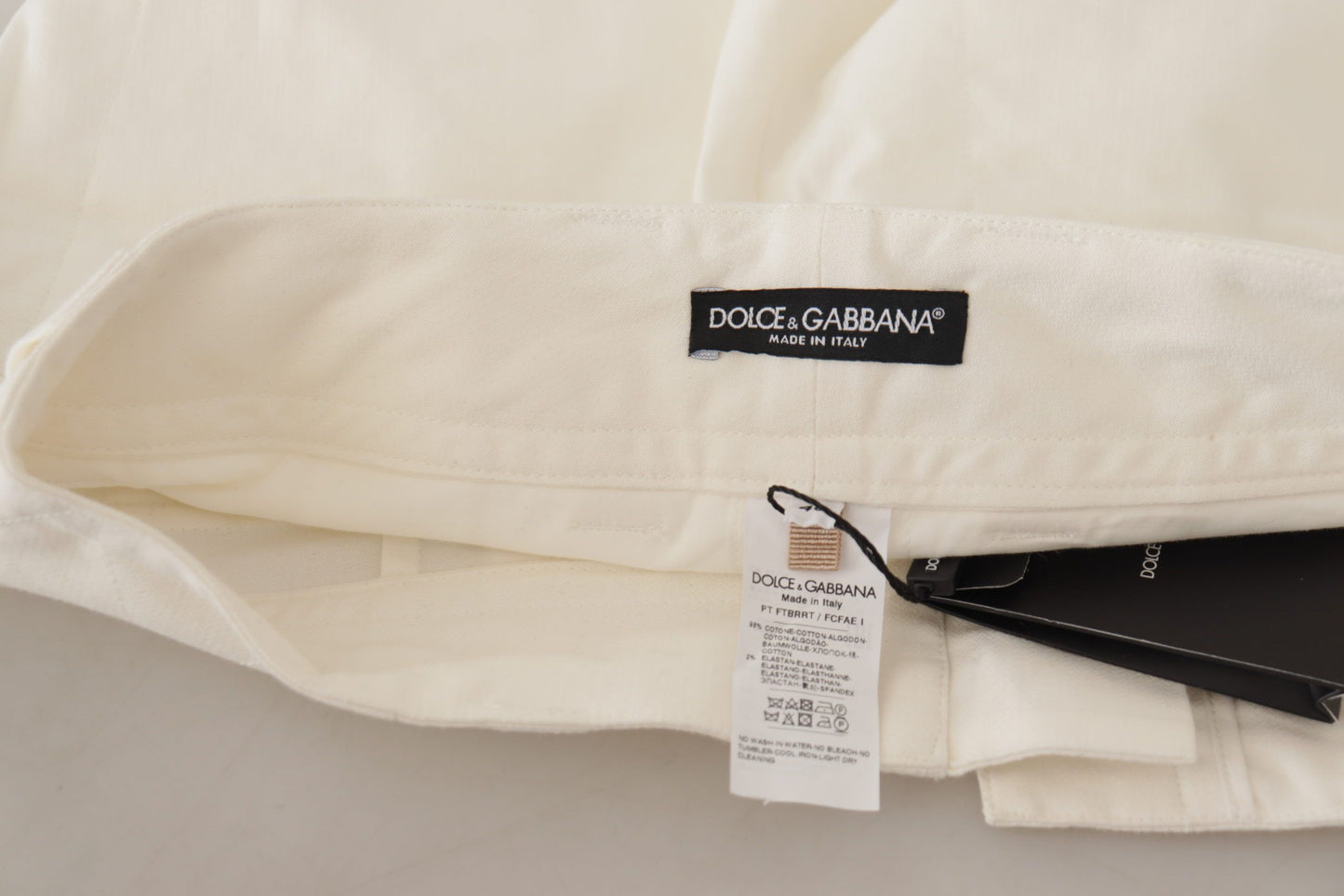 Dolce & Gabbana Weiße hoch taillierte konische Baumwollhose für Damen