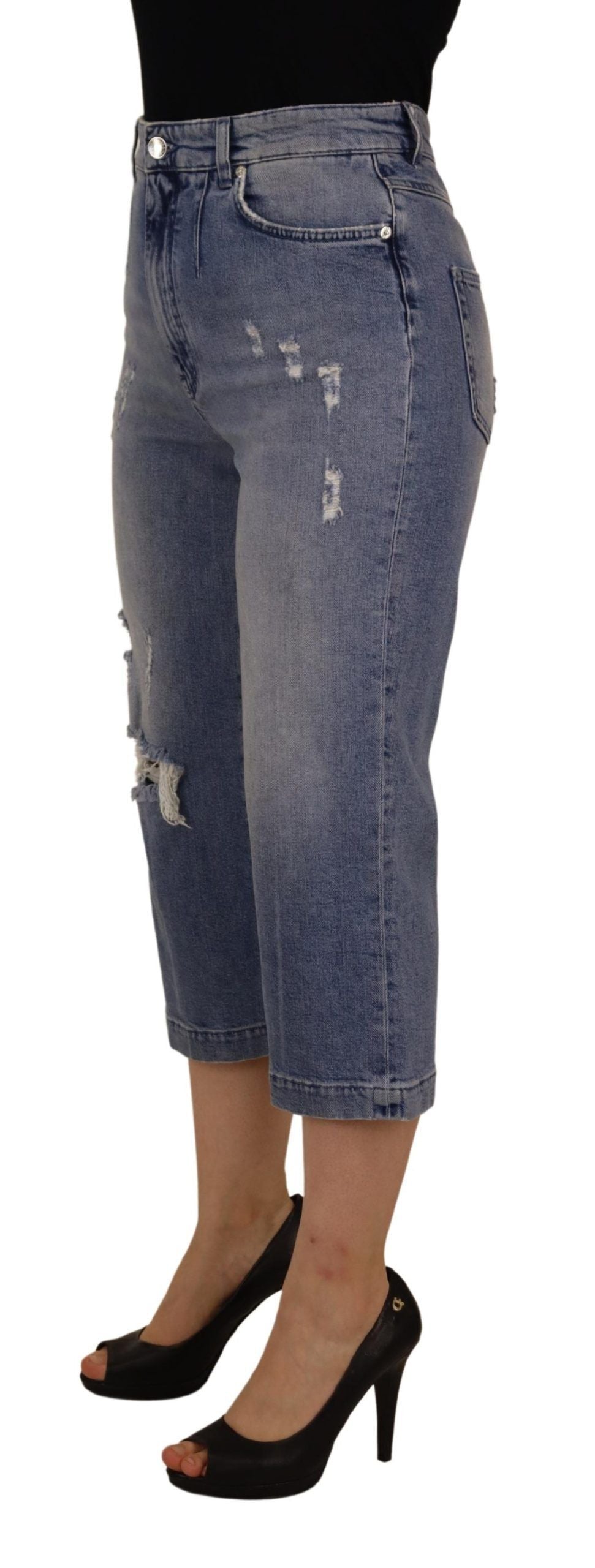 Dolce & Gabbana – Blau verwaschene, verkürzte Jeans mit hoher Taille