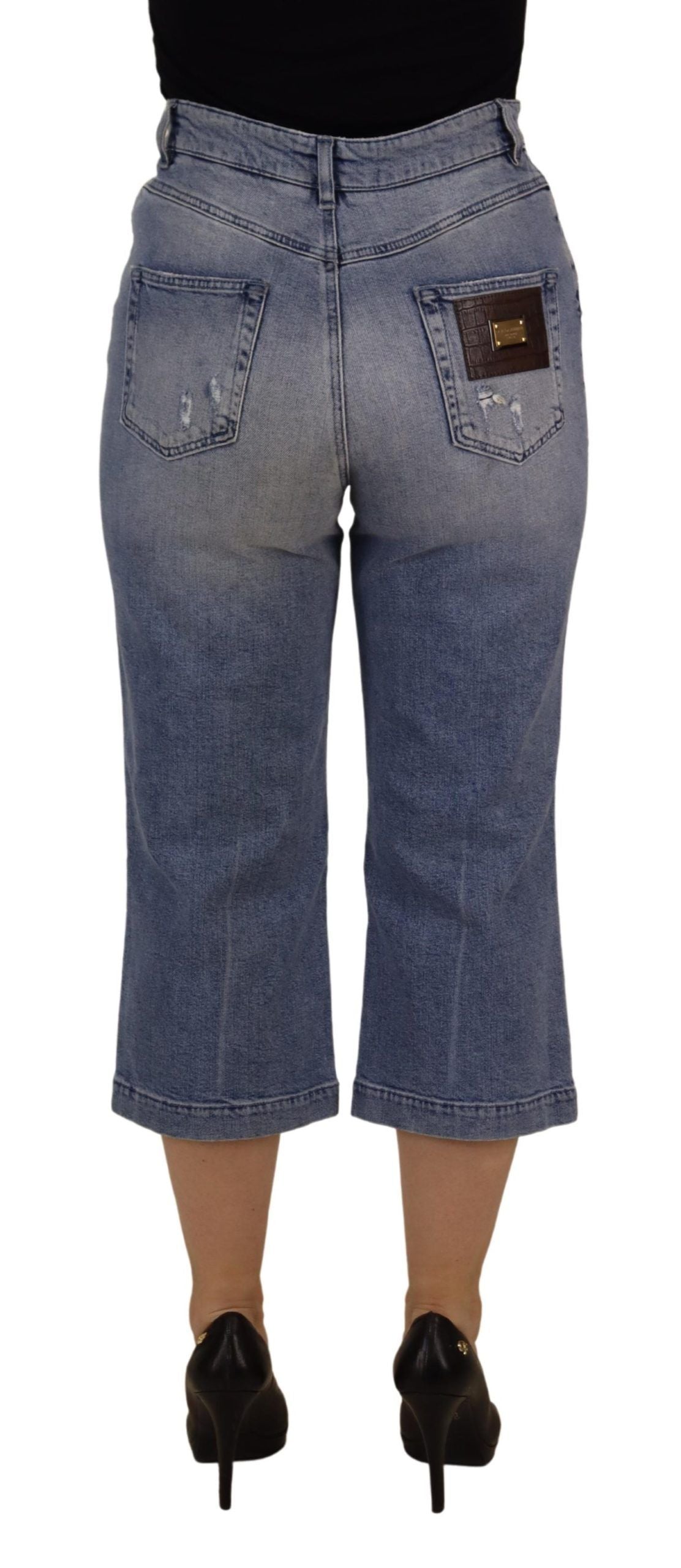 Dolce & Gabbana – Blau verwaschene, verkürzte Jeans mit hoher Taille