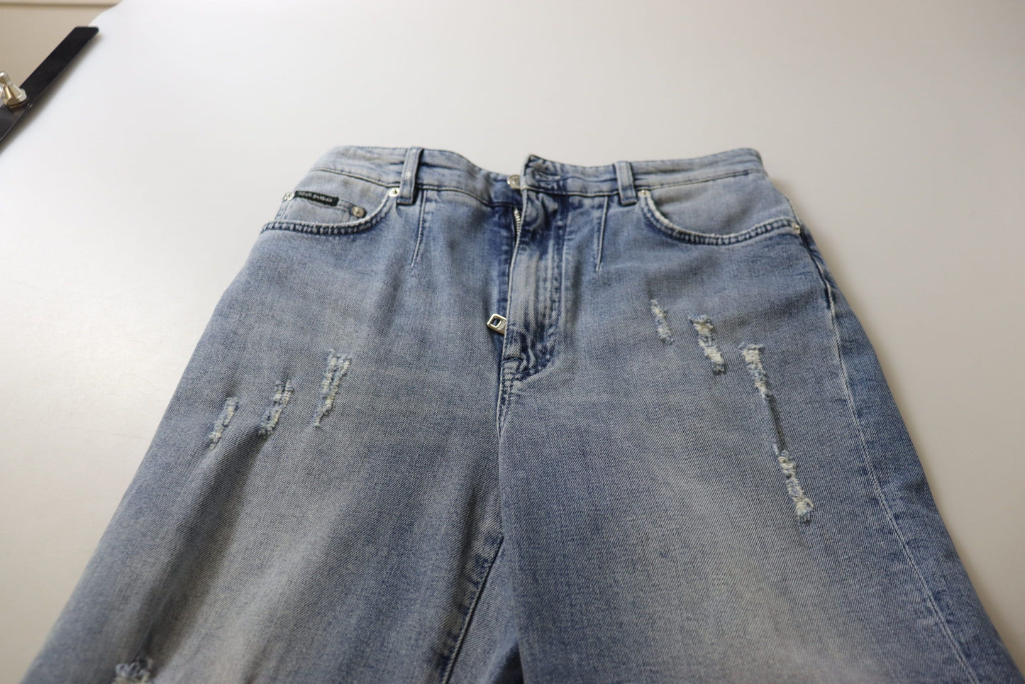Dolce & Gabbana – Blau verwaschene, verkürzte Jeans mit hoher Taille
