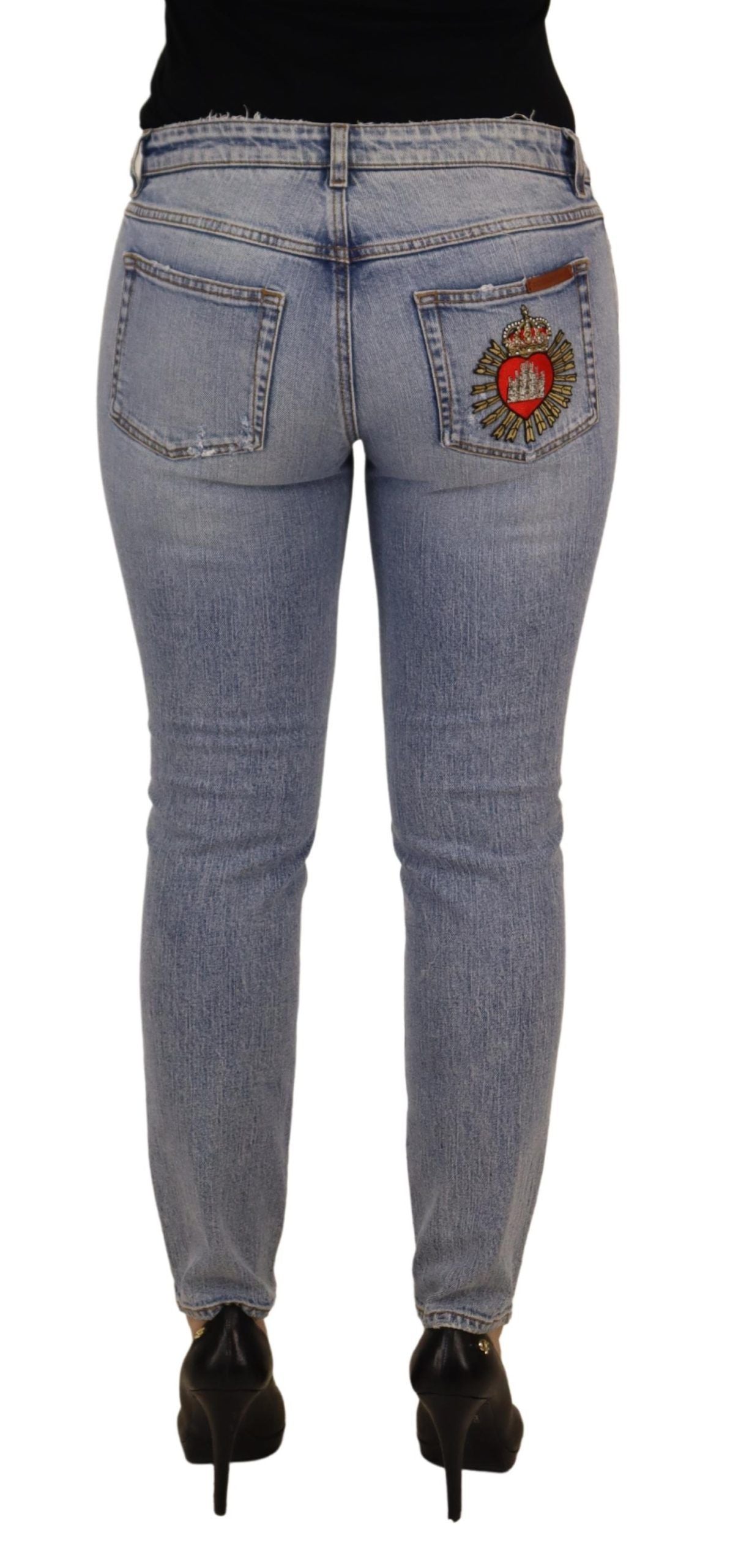 Dolce & Gabbana – Blaue Skinny-Jeans aus Baumwollstretch mit niedriger Taille