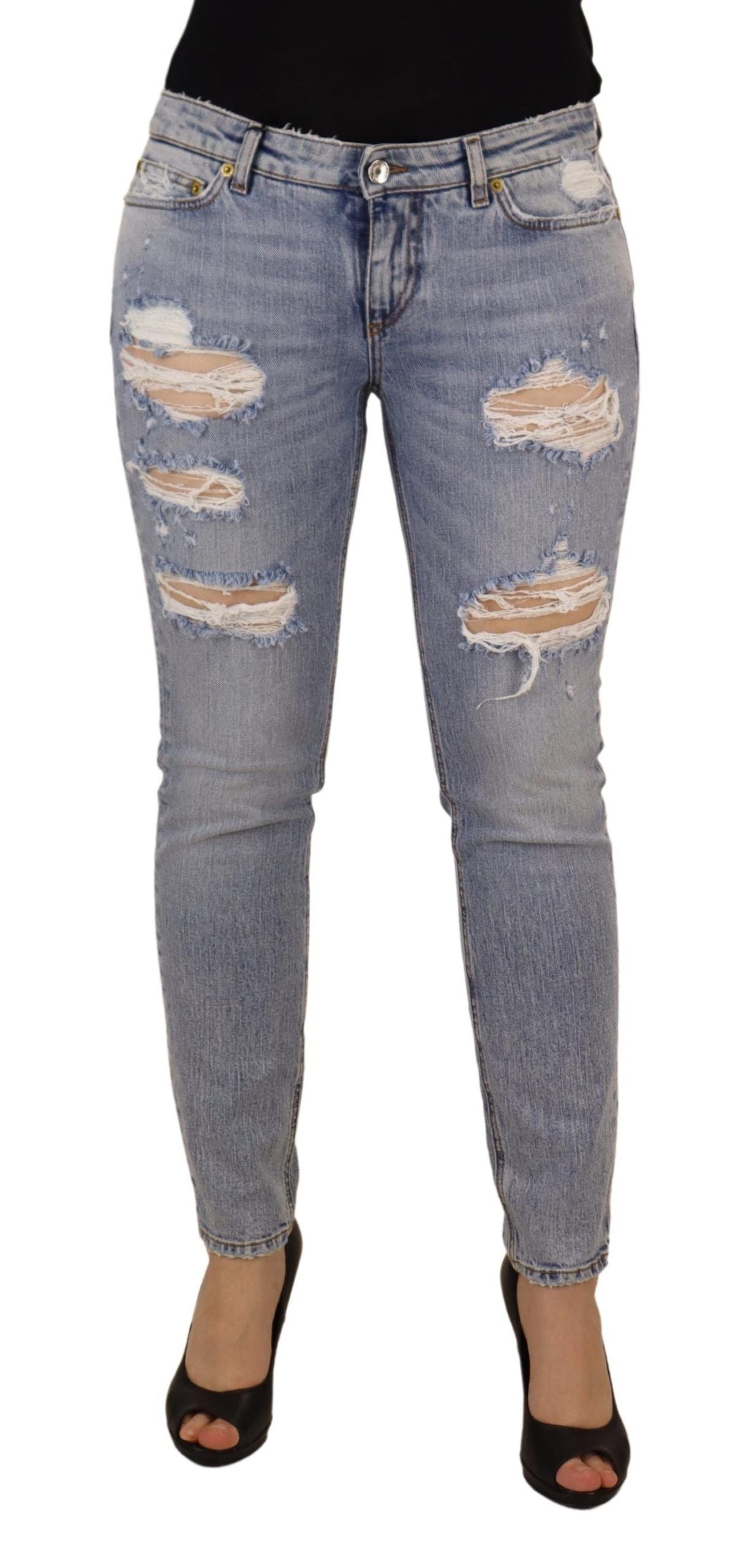 Dolce & Gabbana – Blaue Skinny-Jeans aus Baumwollstretch mit niedriger Taille