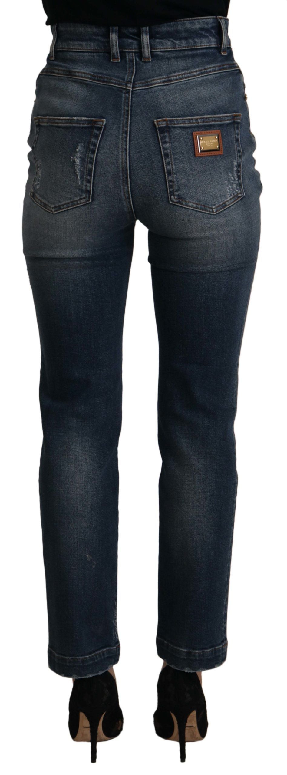 Dolce & Gabbana – Blaue Jeanshose mit Kristallverzierung