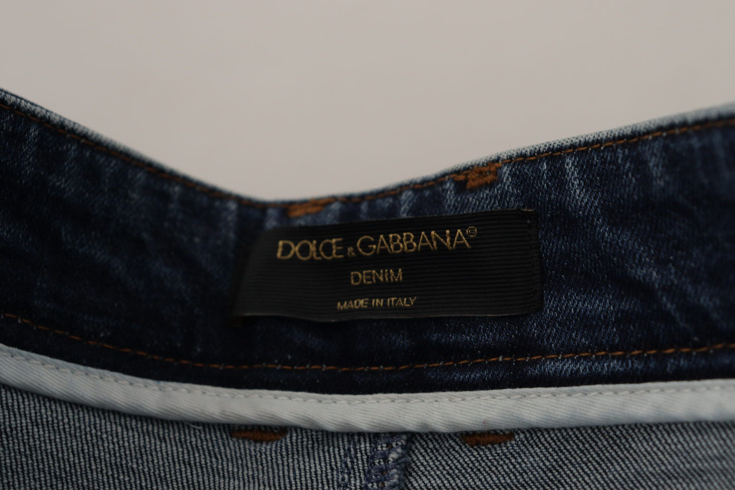 Dolce & Gabbana – Blaue Jeanshose mit Kristallverzierung