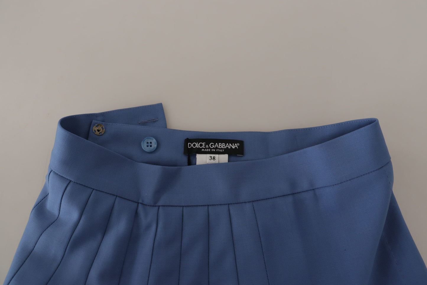 Dolce & Gabbana Blauer verzierter Plissee-Minirock aus Wolle