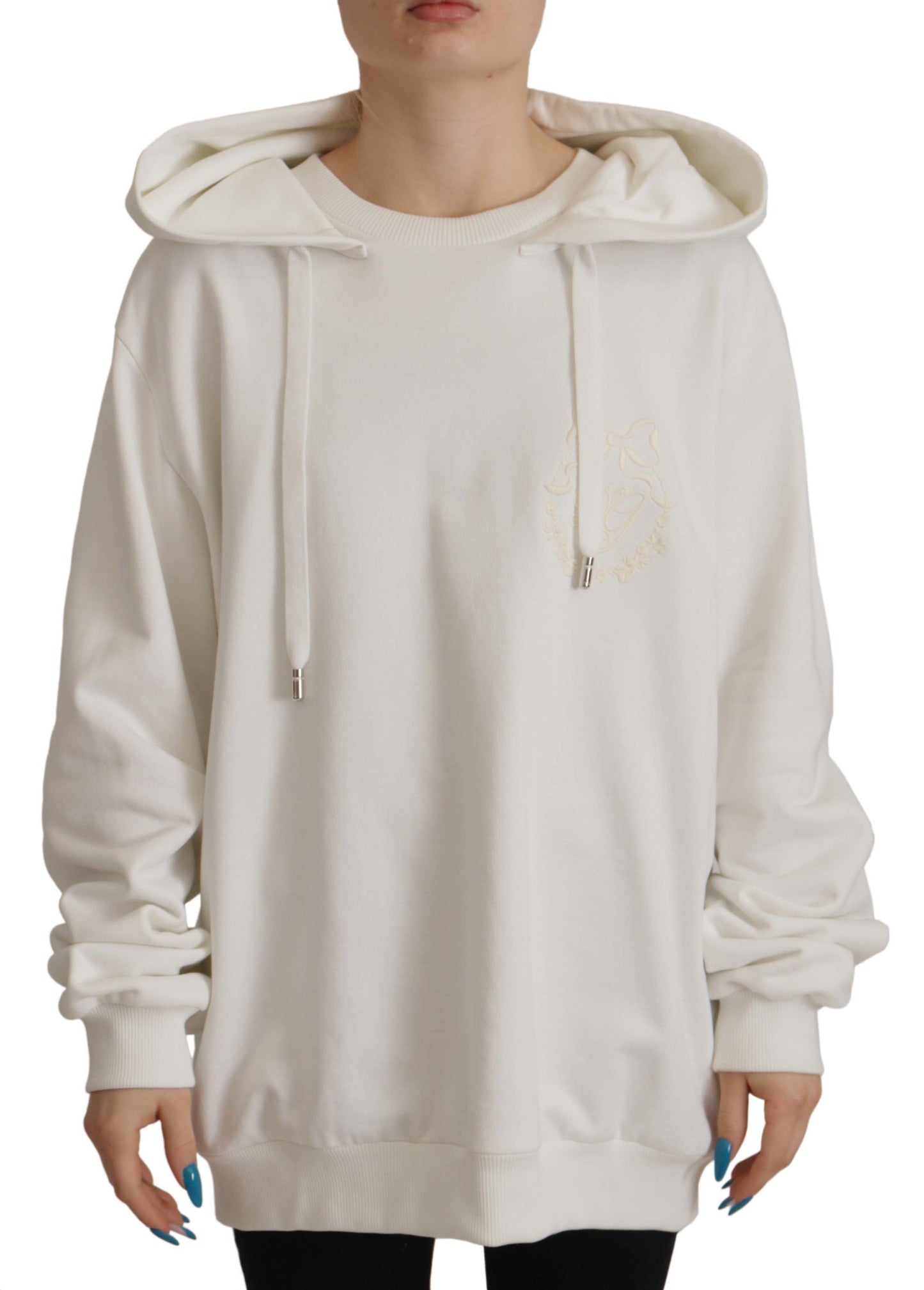 Dolce & Gabbana Weißer Kapuzenpullover mit Stickerei