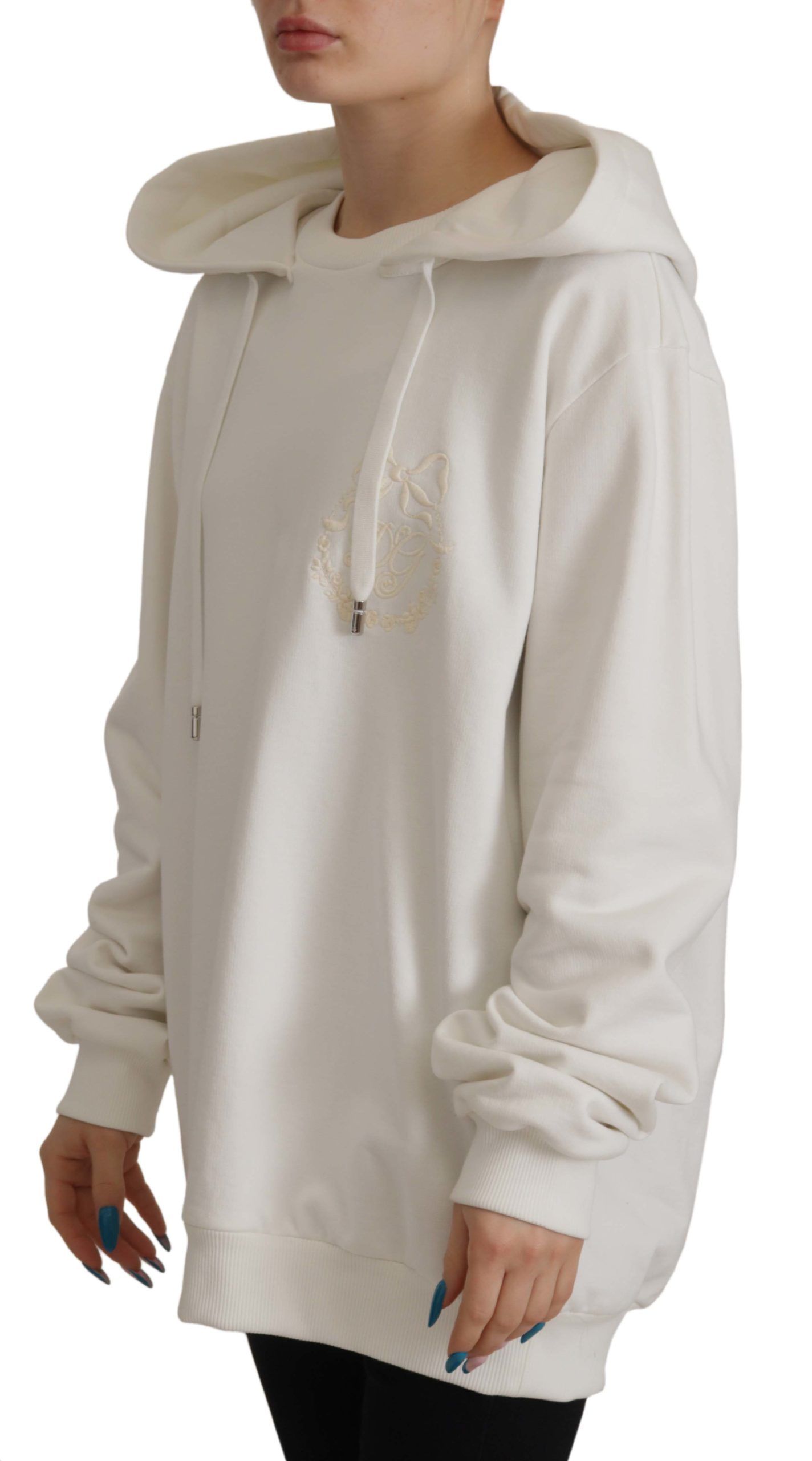 Dolce & Gabbana Weißer Kapuzenpullover mit Stickerei