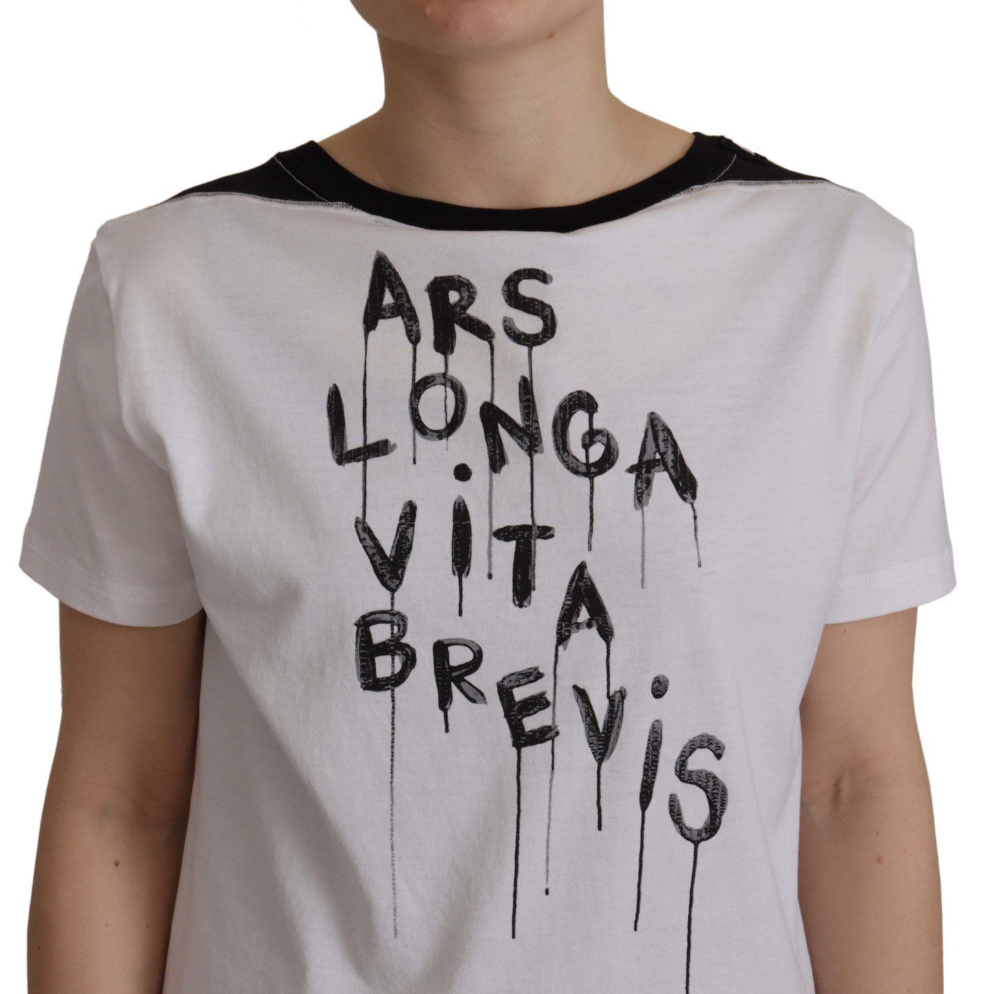 Dolce & Gabbana – Weißes Baumwoll-T-Shirt mit Rundhalsausschnitt und Slogan-Print