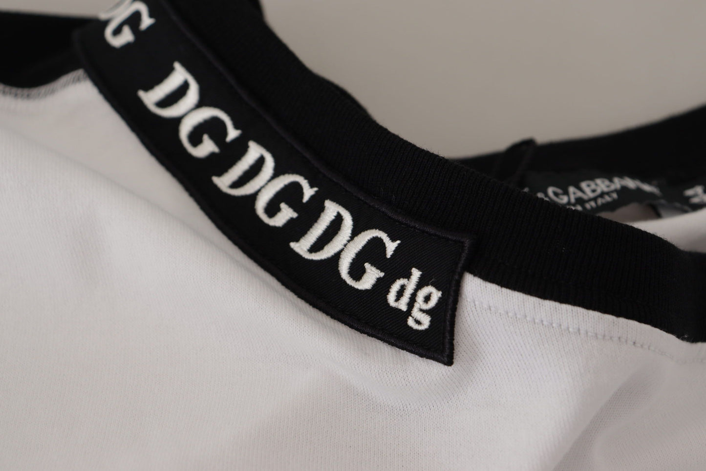 Dolce & Gabbana – Weißes Baumwoll-T-Shirt mit Rundhalsausschnitt und Slogan-Print