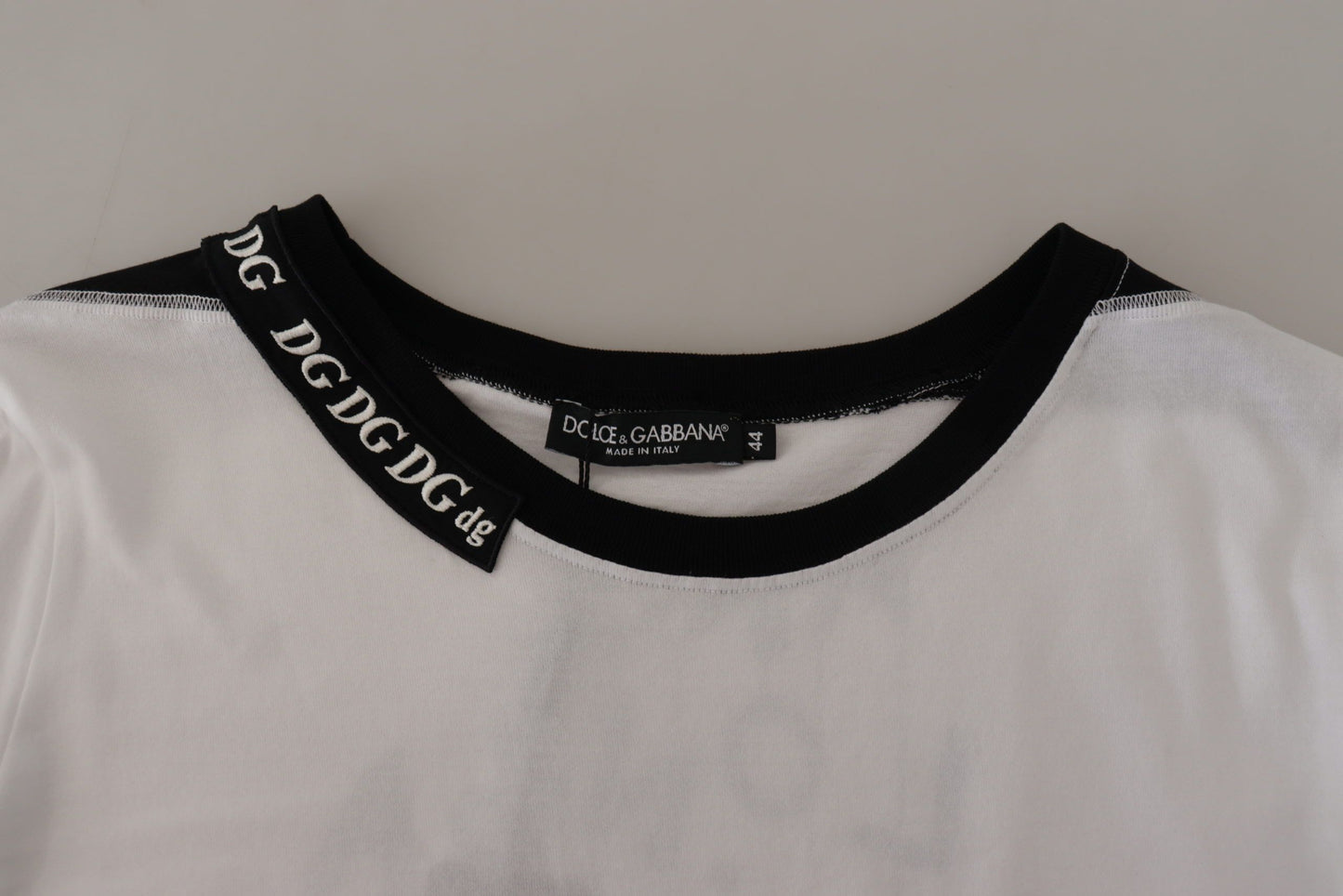 Dolce & Gabbana – Weißes Baumwoll-T-Shirt mit Rundhalsausschnitt und Slogan-Print