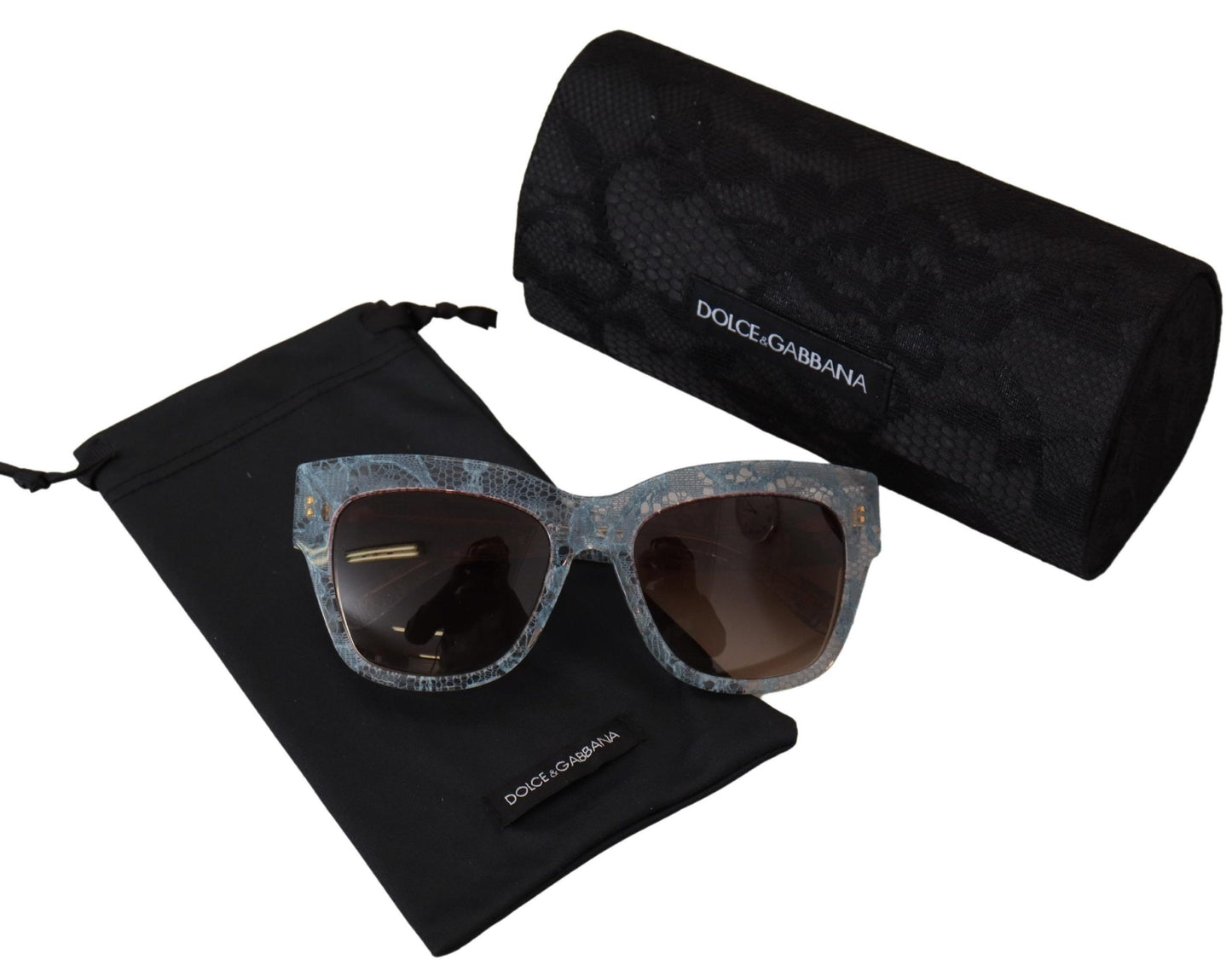Dolce & Gabbana – Rechteckige Sonnenbrille DG4231 aus blauem Acetat mit Spitze