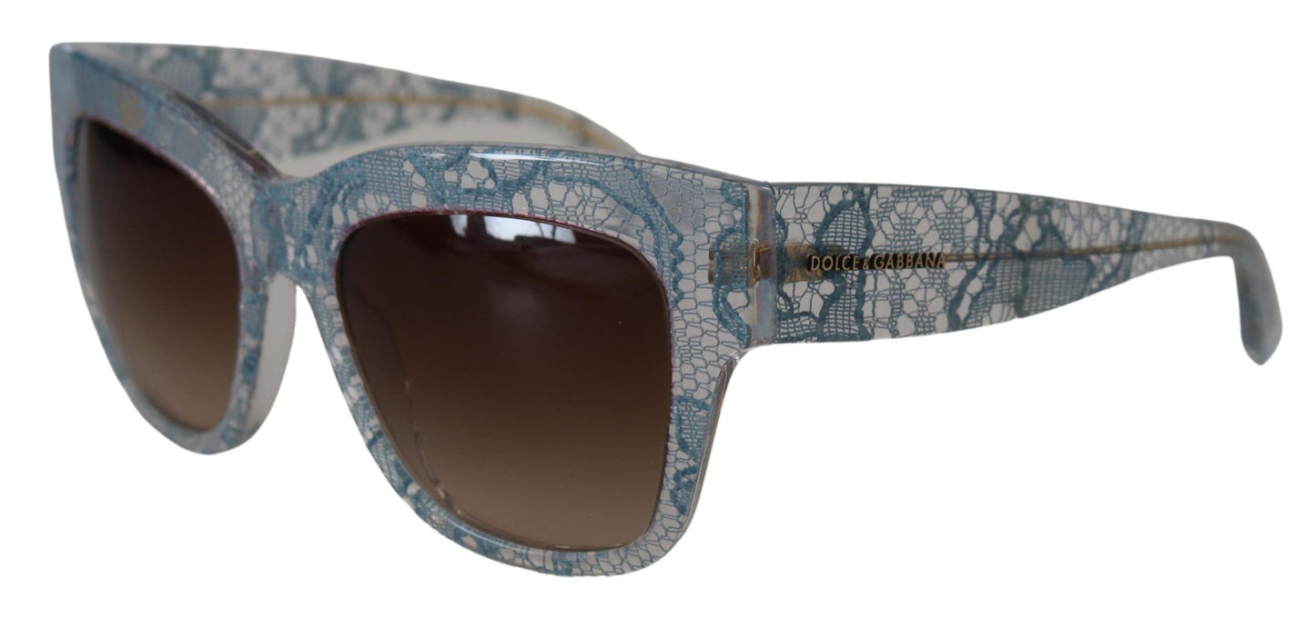 Dolce & Gabbana – Rechteckige Sonnenbrille DG4231 aus blauem Acetat mit Spitze