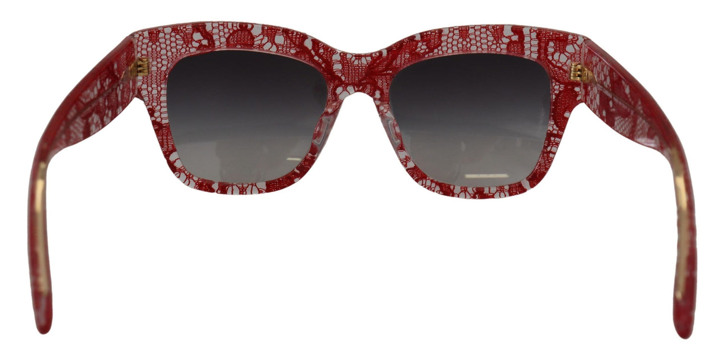 Dolce & Gabbana – Rechteckige Sonnenbrille DG4231F aus rotem Acetat mit Spitze