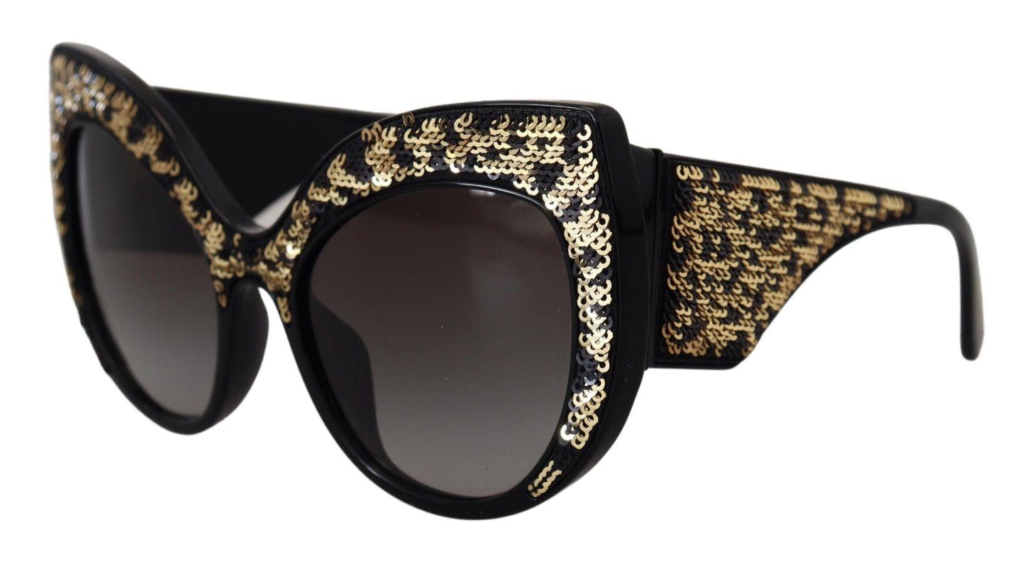 Dolce & Gabbana – Polarisierte Sonnenbrille DG4326 mit Schmetterlingsmotiv und schwarzen Goldpailletten