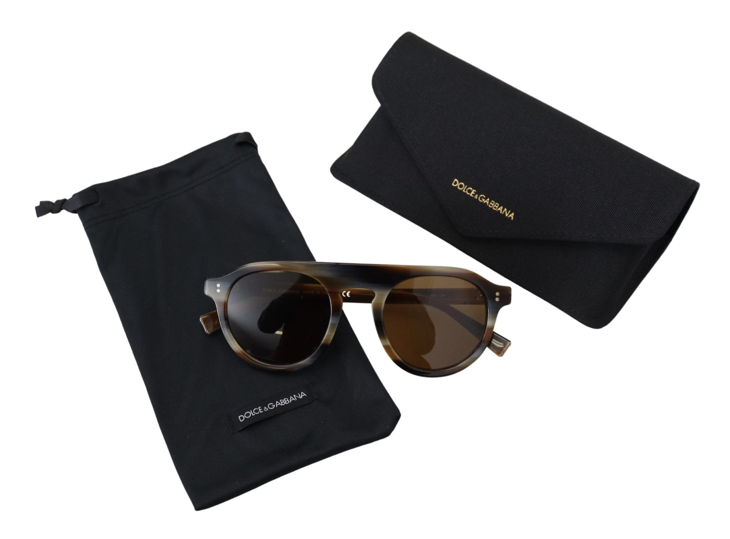 Dolce & Gabbana – DG4306 – Sonnenbrille mit ovalem Vollrand in Schildpattoptik in Braun