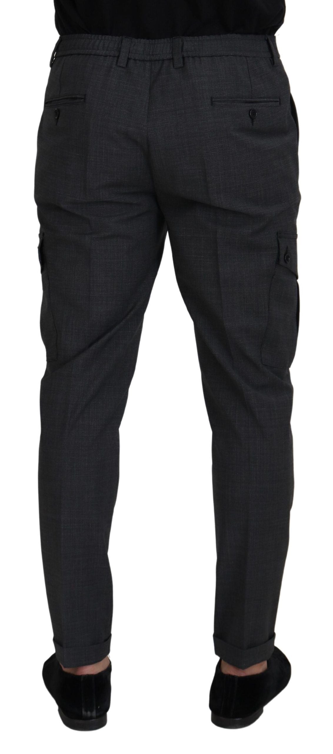 Dolce & Gabbana Grau karierte Cargohose Stretchhose