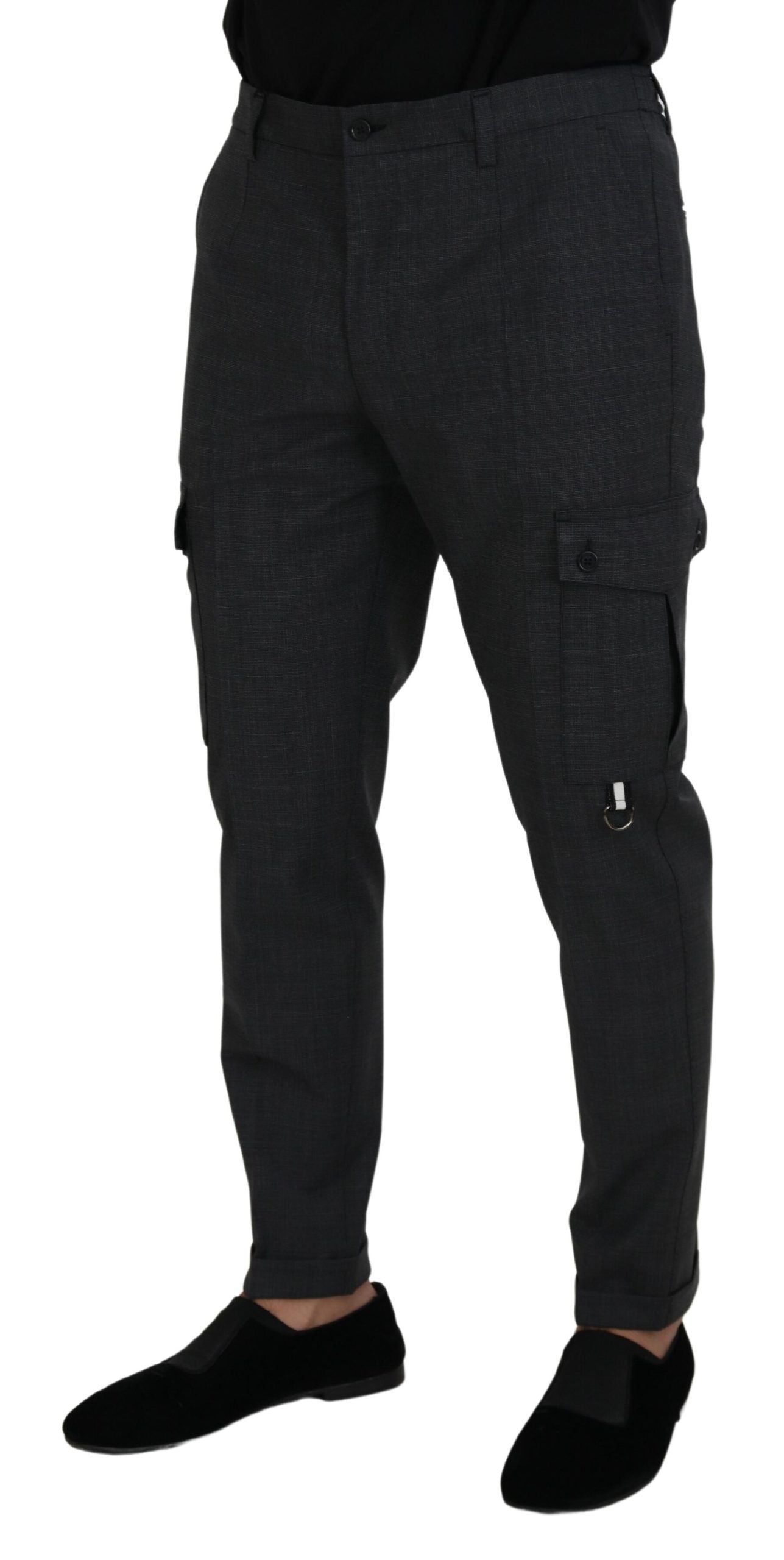 Dolce & Gabbana Grau karierte Cargohose Stretchhose