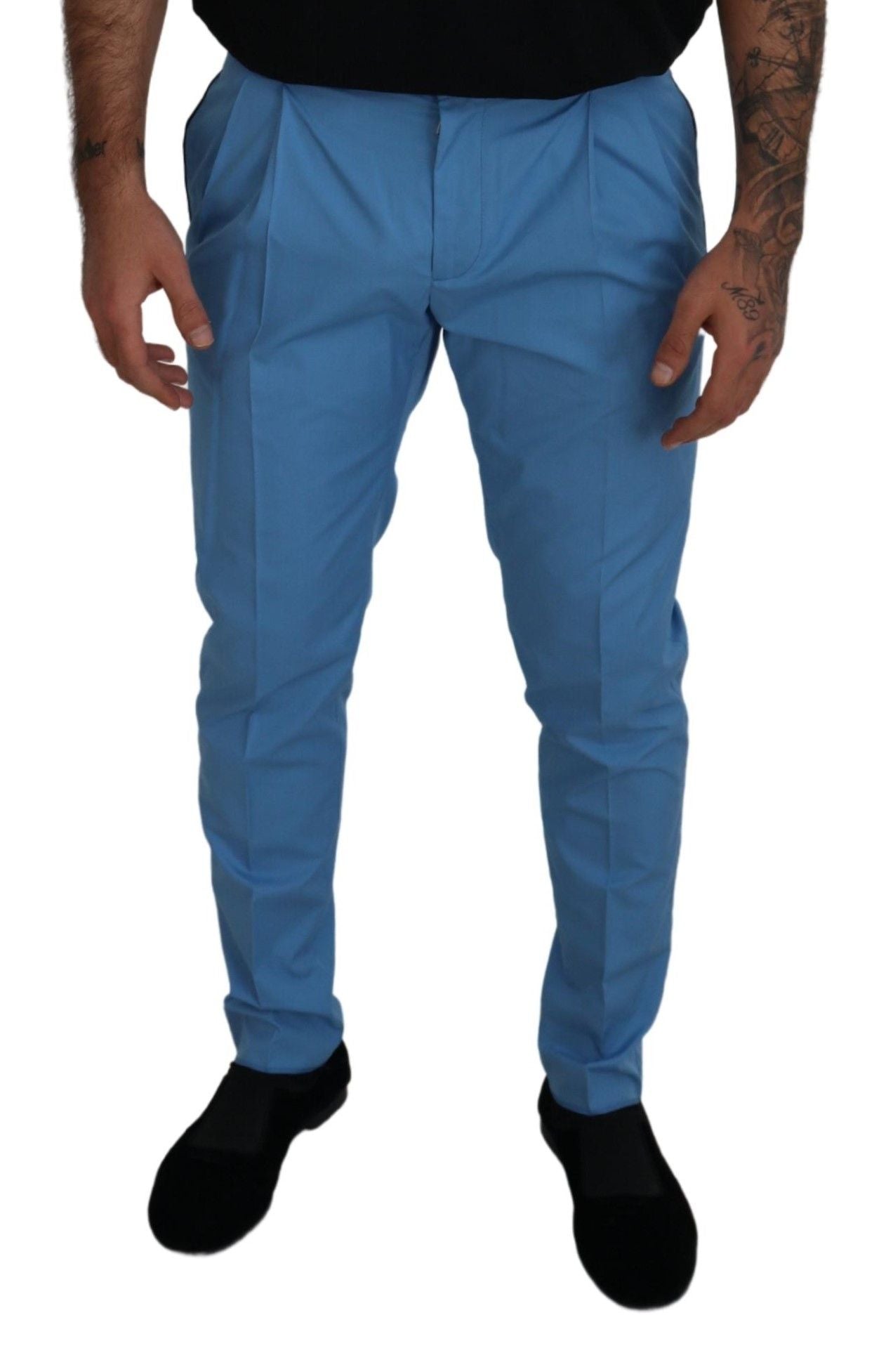Dolce & Gabbana Blaue Baumwoll-Seidenhose Chinos