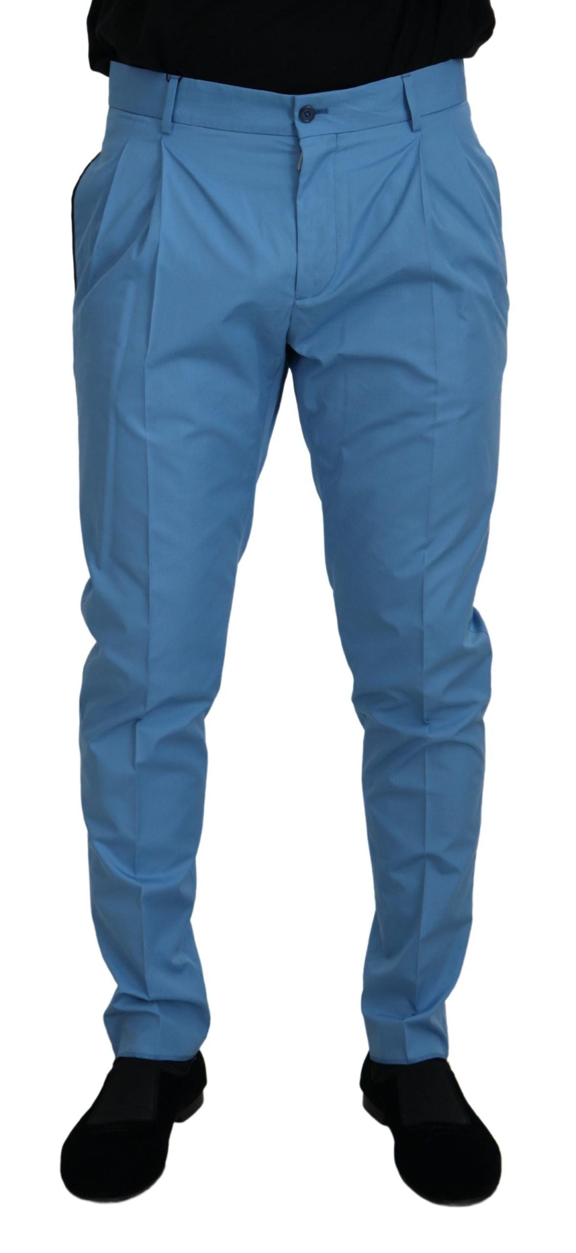Dolce & Gabbana Blaue Baumwoll-Seidenhose Chinos