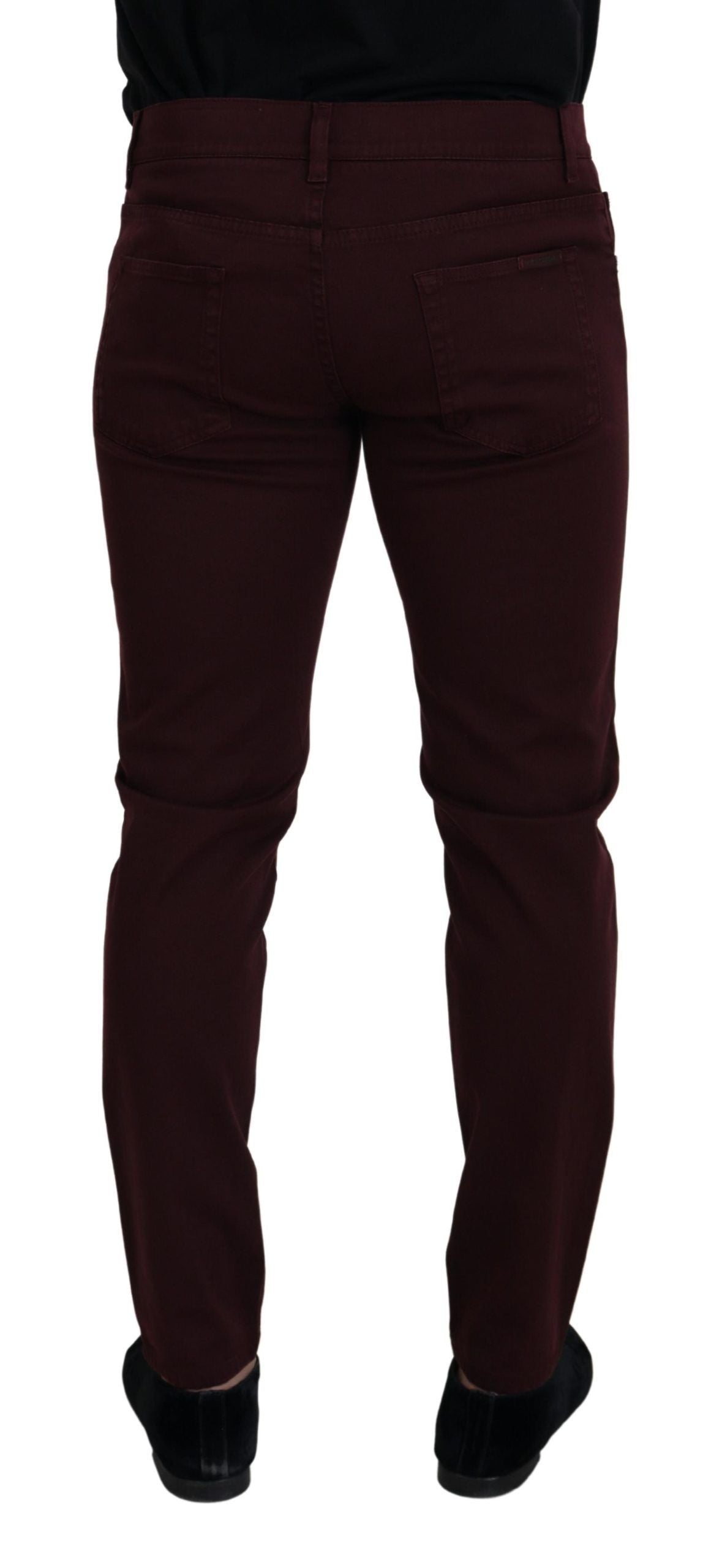 Dolce & Gabbana Bordeauxfarbene Stretch-Jeans aus GOLD-Baumwolle