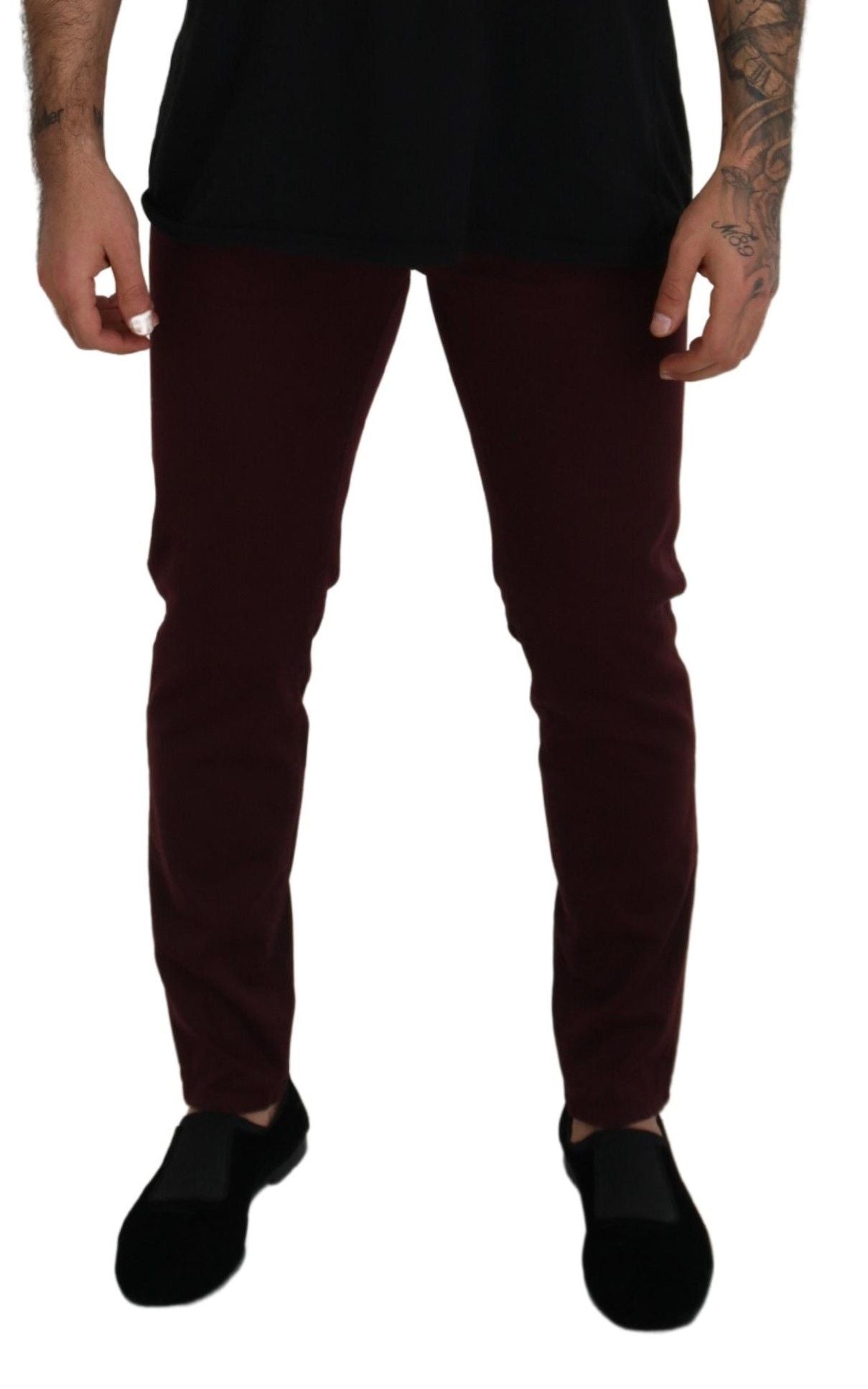 Dolce & Gabbana Bordeauxfarbene Stretch-Jeans aus GOLD-Baumwolle