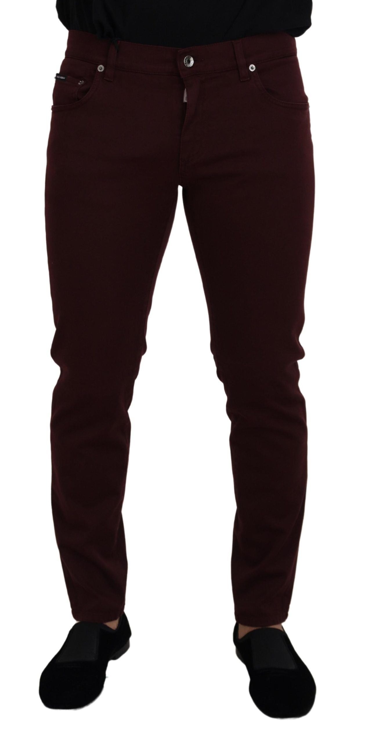 Dolce & Gabbana Bordeauxfarbene Stretch-Jeans aus GOLD-Baumwolle