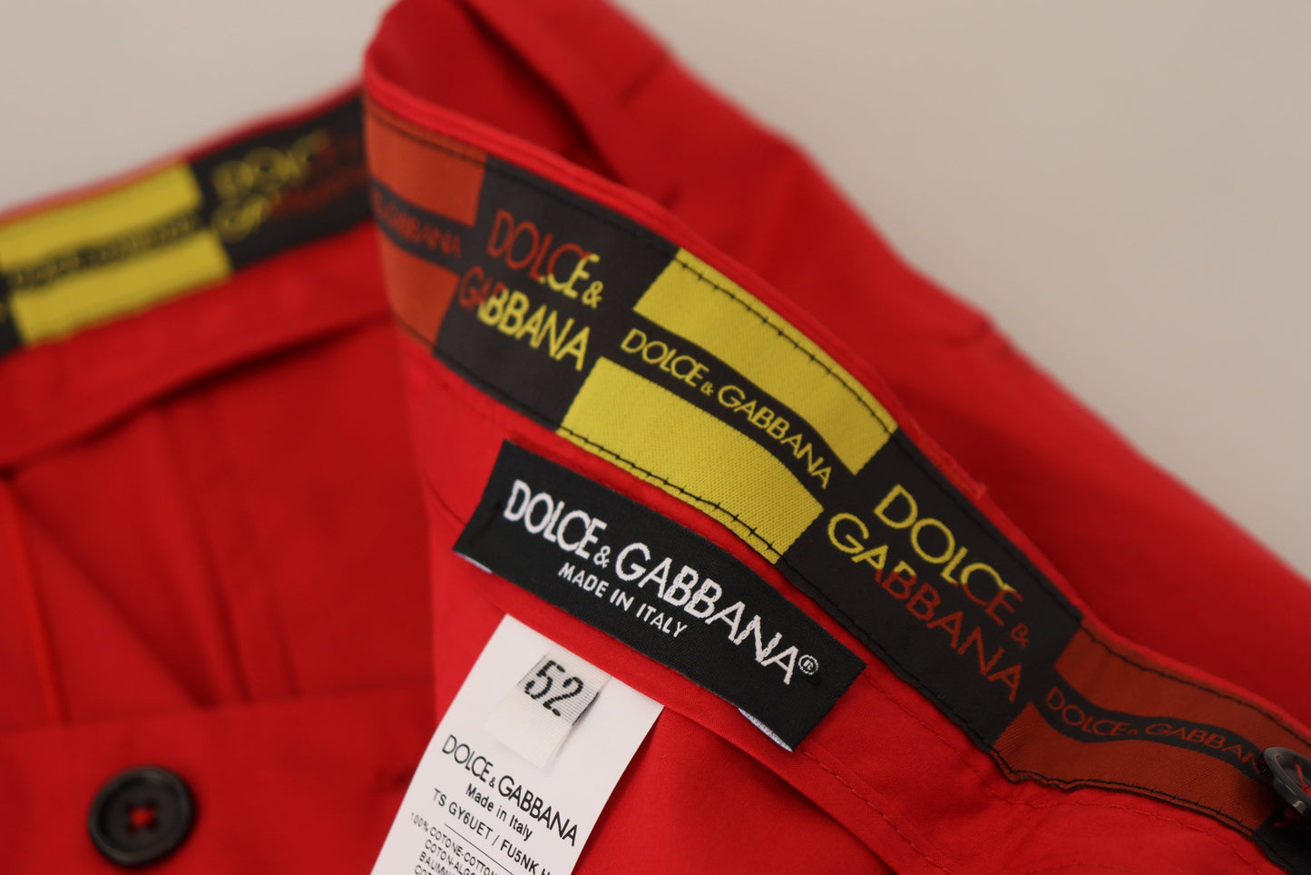 Dolce & Gabbana Rote Chinos mit schmaler Passform aus Baumwolle