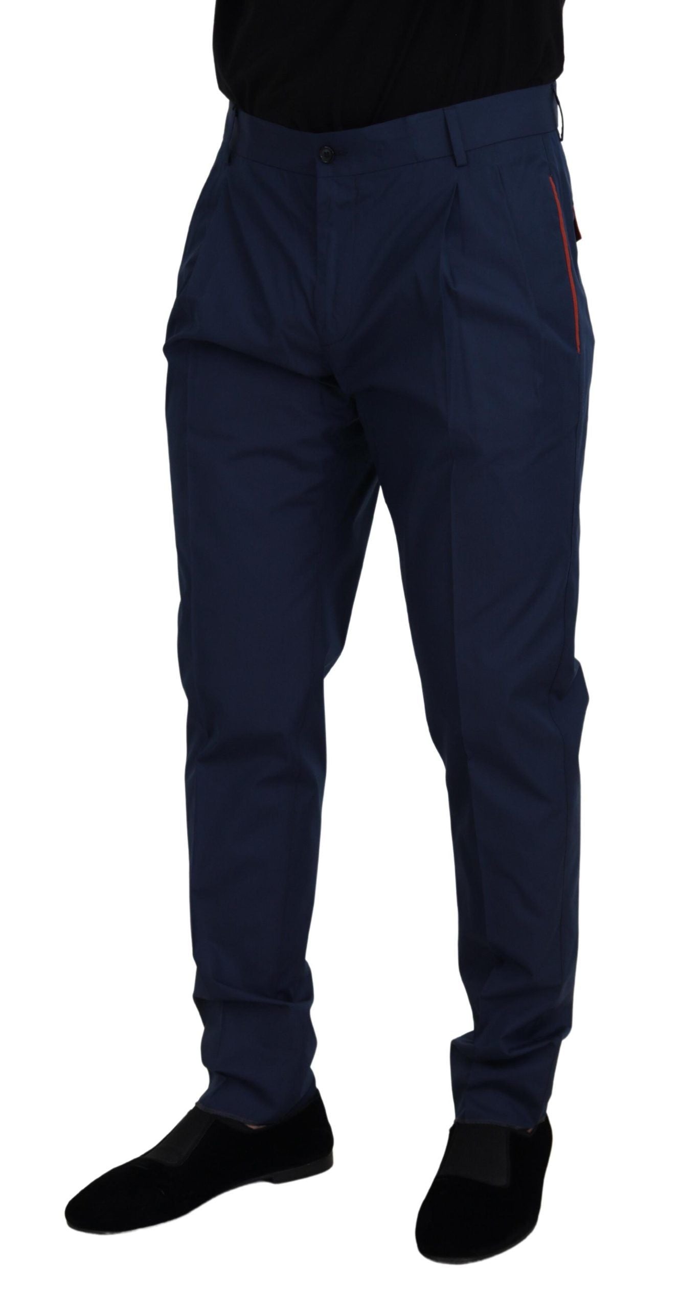 Dolce & Gabbana Blaue Baumwoll-Seidenhose Chinos