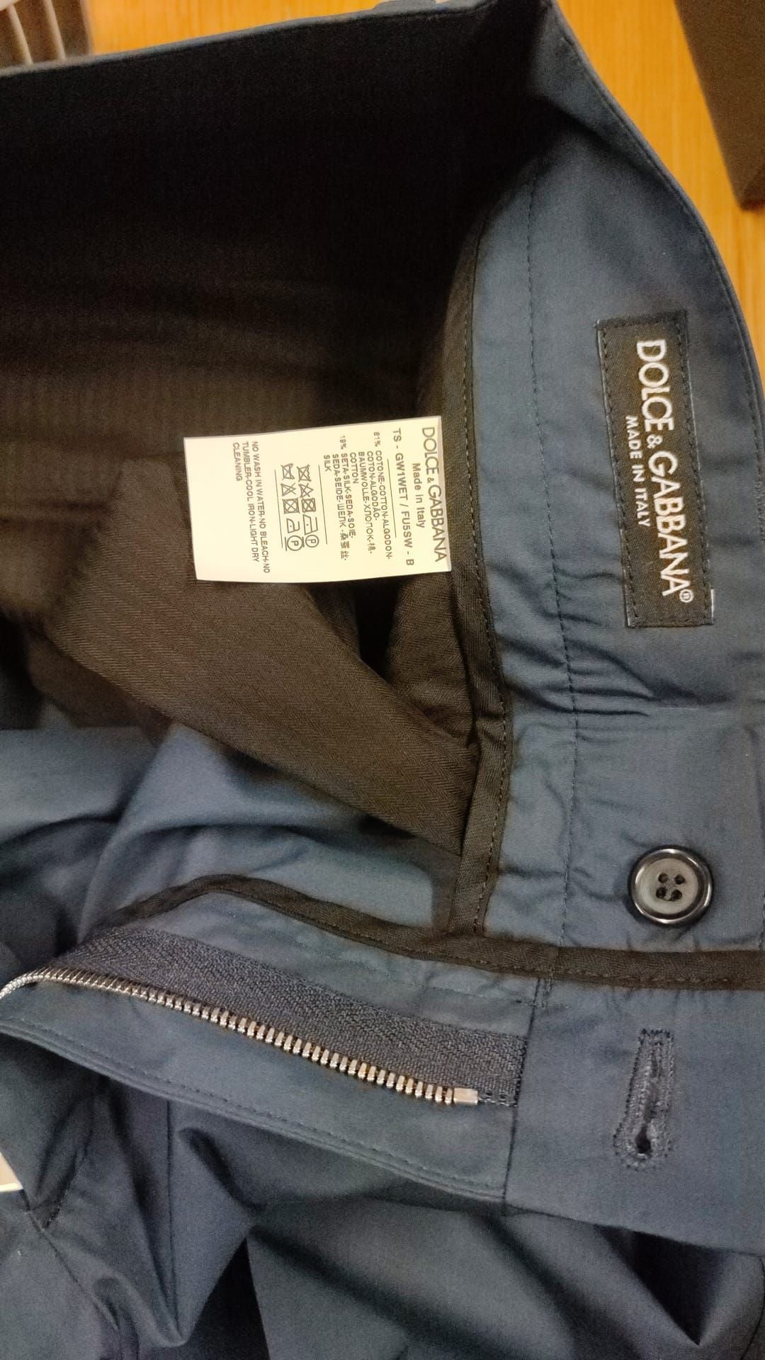 Dolce & Gabbana Blaue Baumwoll-Seidenhose Chinos