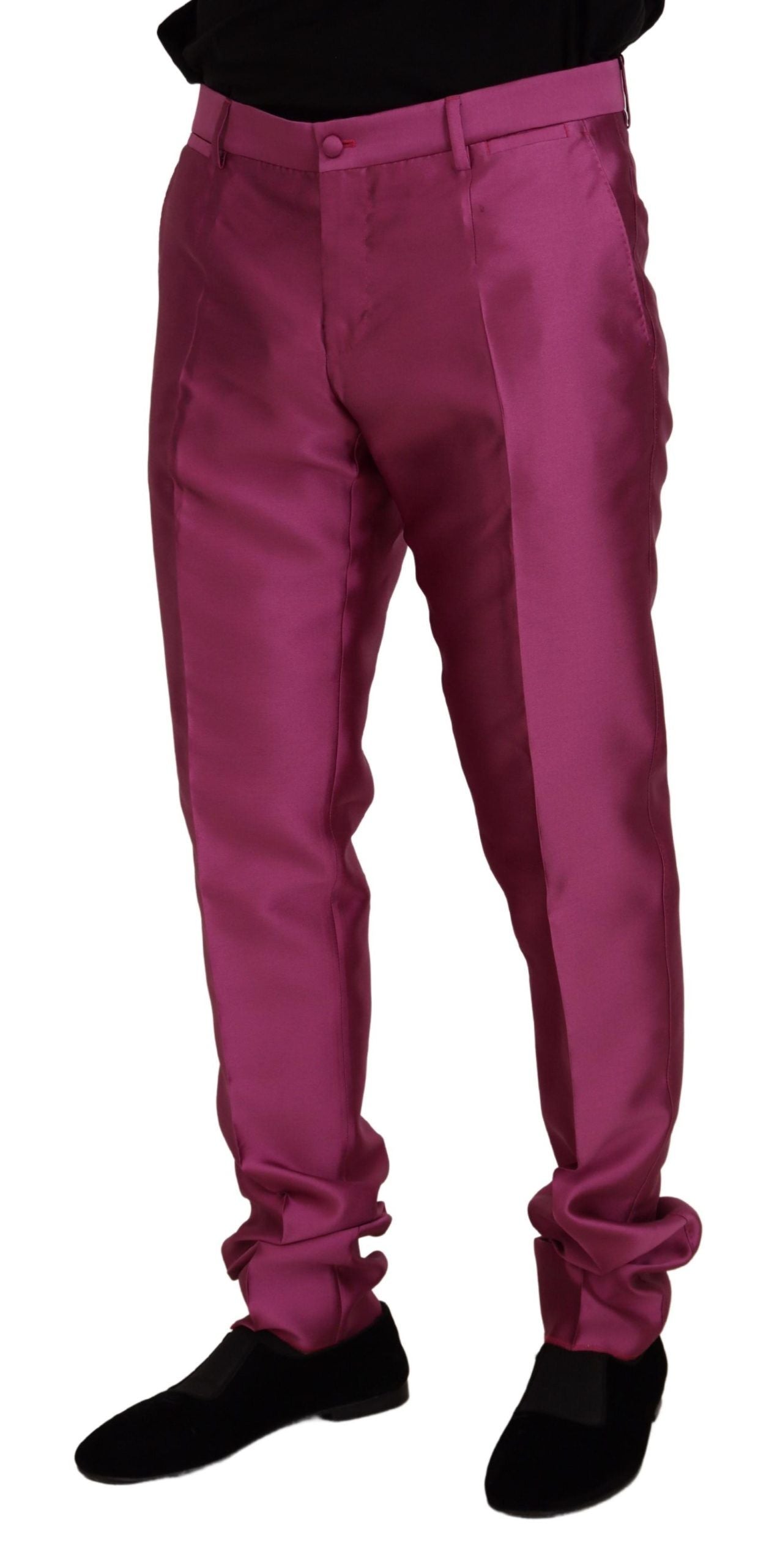 Dolce & Gabbana – Schmale Hose aus rosa Seide, formelle Hose