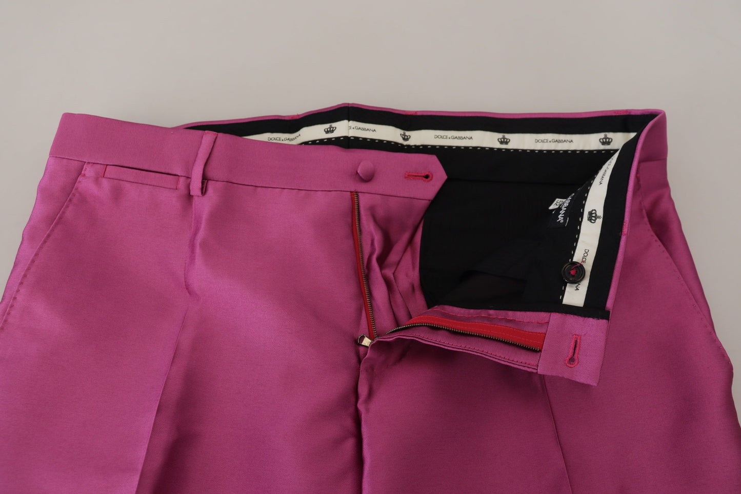 Dolce & Gabbana – Schmale Hose aus rosa Seide, formelle Hose