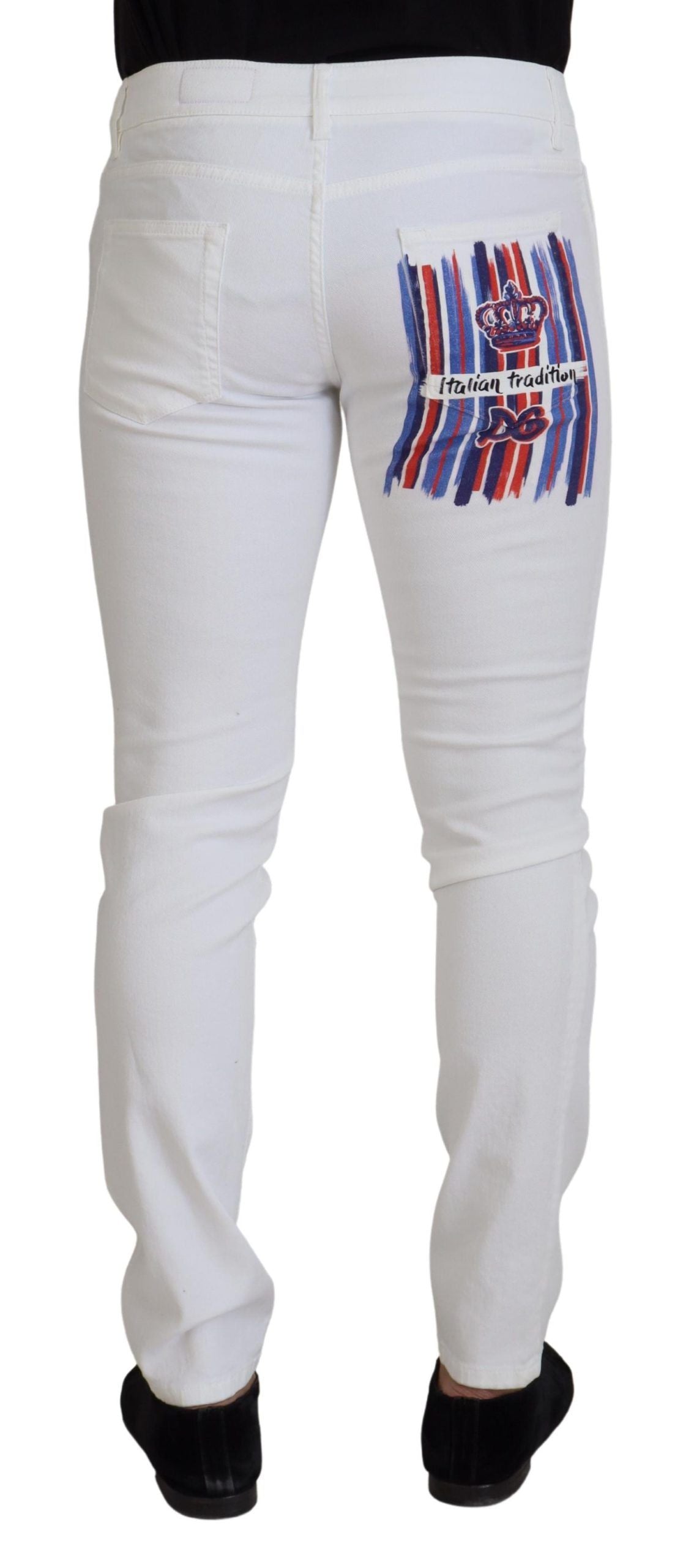Dolce & Gabbana, schmale Skinny-Jeans aus Stretch-Baumwolle in Weiß