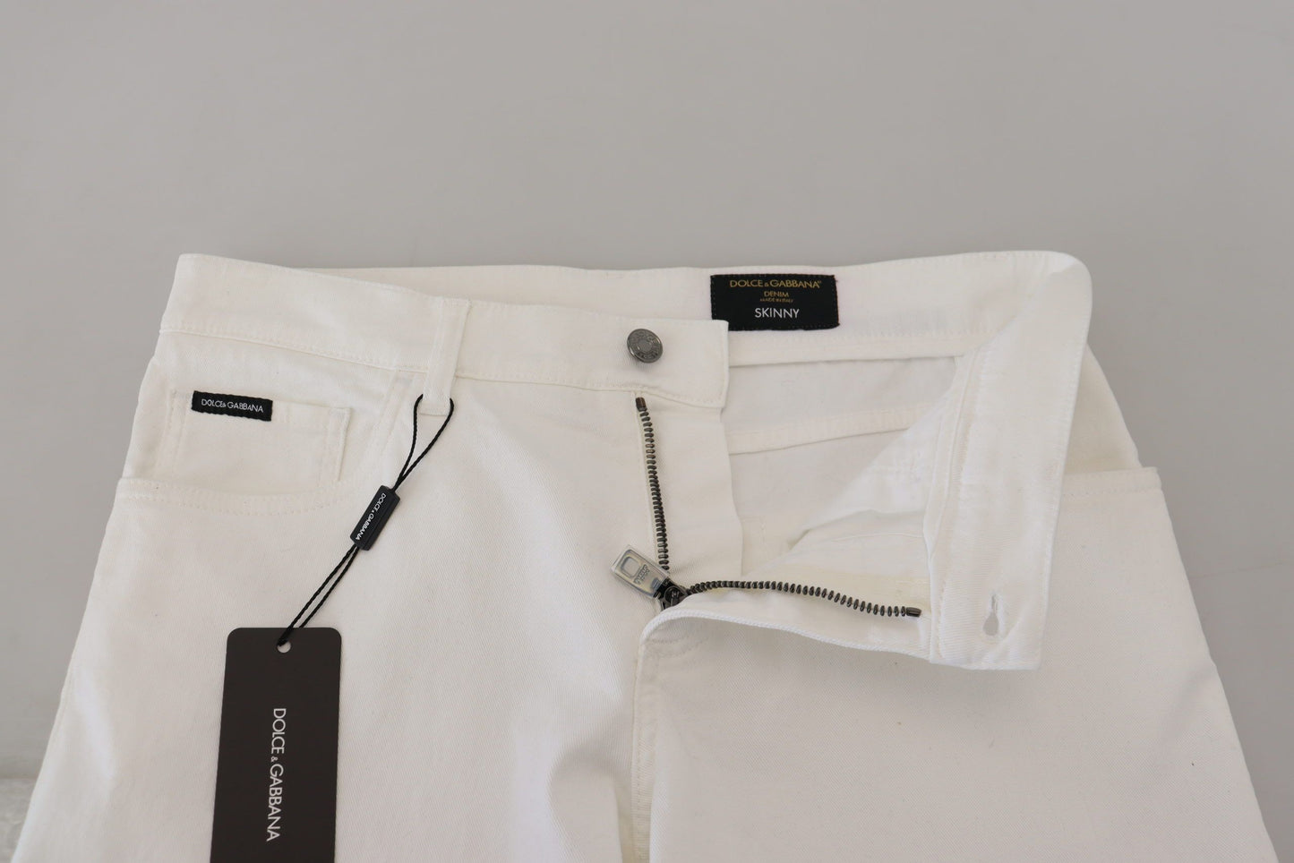 Dolce & Gabbana, schmale Skinny-Jeans aus Stretch-Baumwolle in Weiß