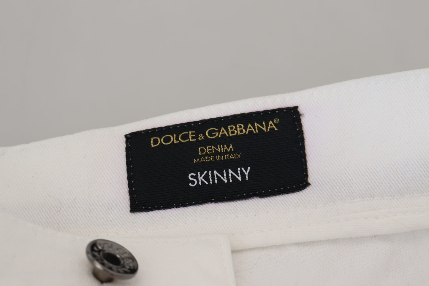 Dolce & Gabbana, schmale Skinny-Jeans aus Stretch-Baumwolle in Weiß