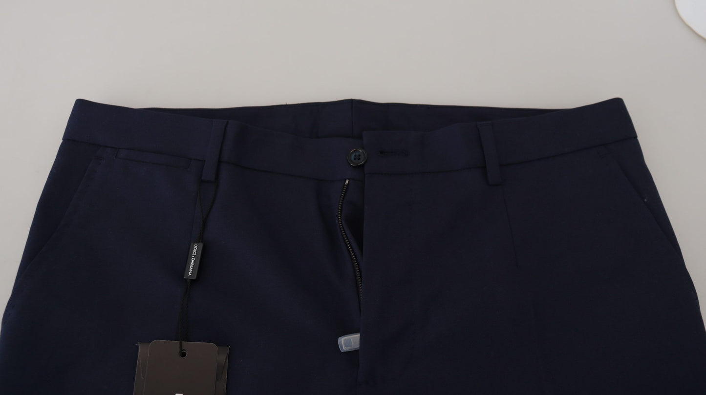 Dolce & Gabbana Blaue Leinen-Baumwoll-Schlanke Hose Chinos Hose