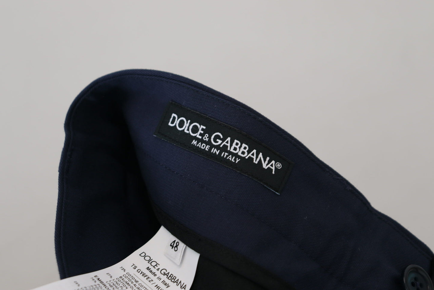 Dolce & Gabbana Blaue Leinen-Baumwoll-Schlanke Hose Chinos Hose