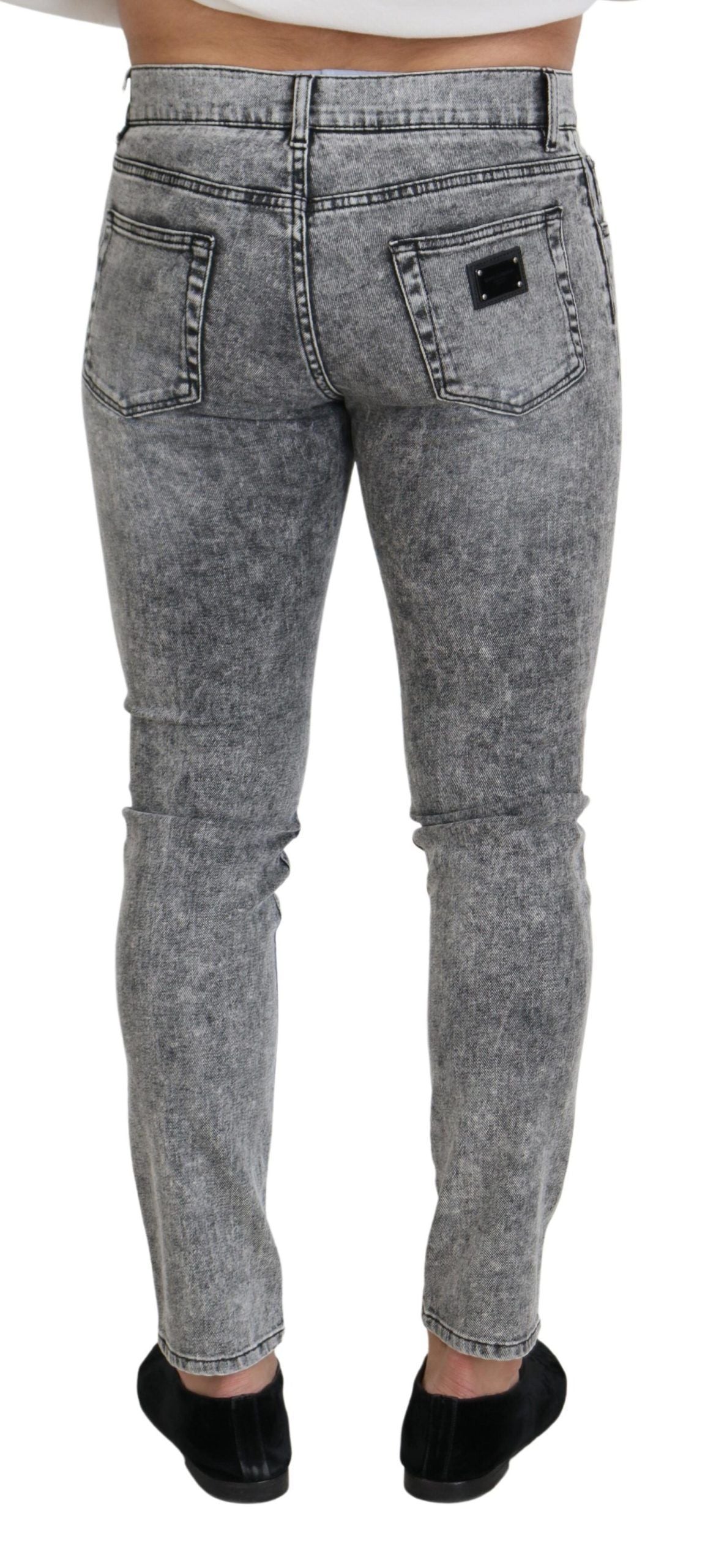 Dolce & Gabbana – Graue Slim-Fit-Jeans aus Stretch-Baumwolle in Waschung