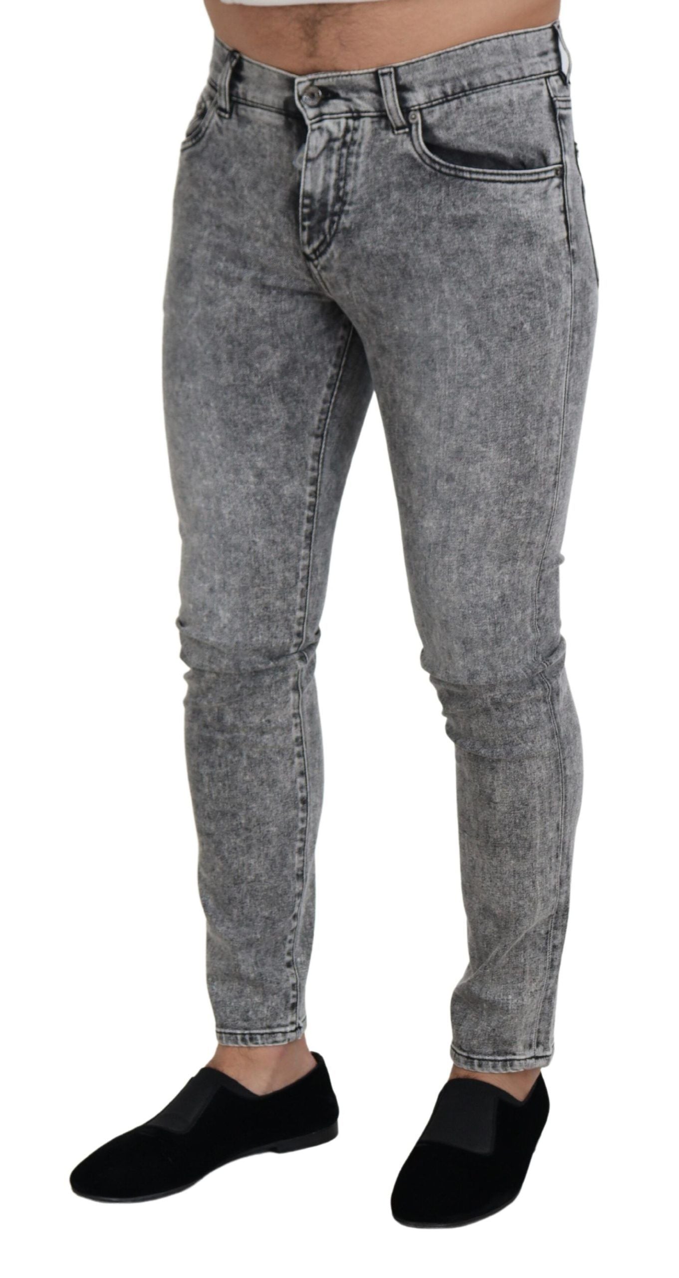 Dolce & Gabbana – Graue Slim-Fit-Jeans aus Stretch-Baumwolle in Waschung