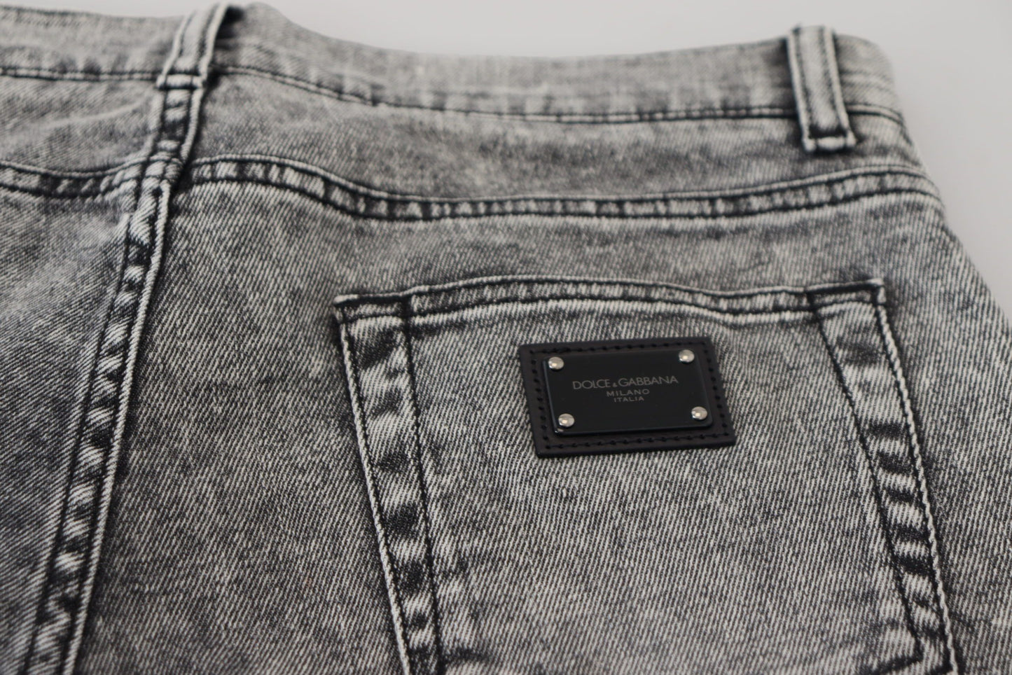 Dolce & Gabbana – Graue Slim-Fit-Jeans aus Stretch-Baumwolle in Waschung