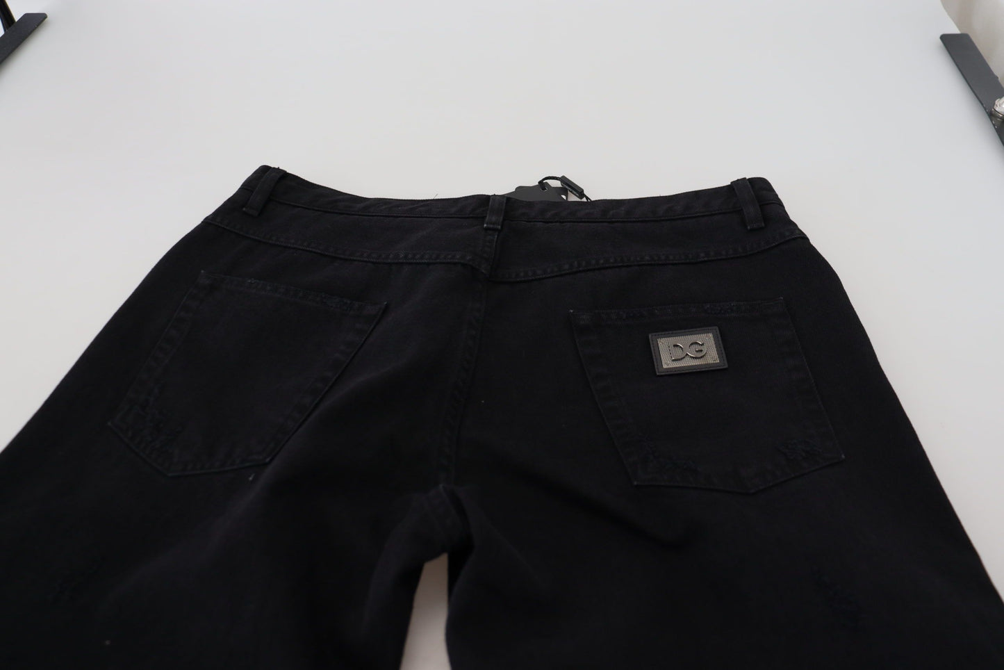 Dolce & Gabbana – Lockere, normale Jeans aus zerrissener Baumwolle in Schwarz