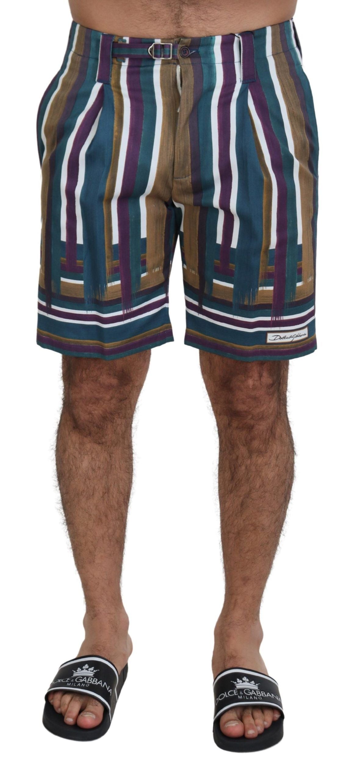 Dolce & Gabbana Mehrfarbig gestreifte Shorts aus Stretch-Baumwolle