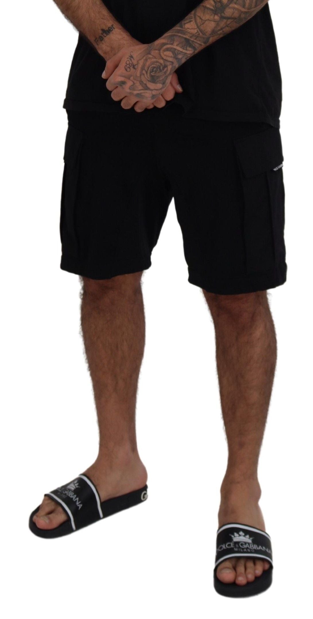 Dolce & Gabbana – Schwarze Bermuda-Cargo-Shorts aus Baumwolle