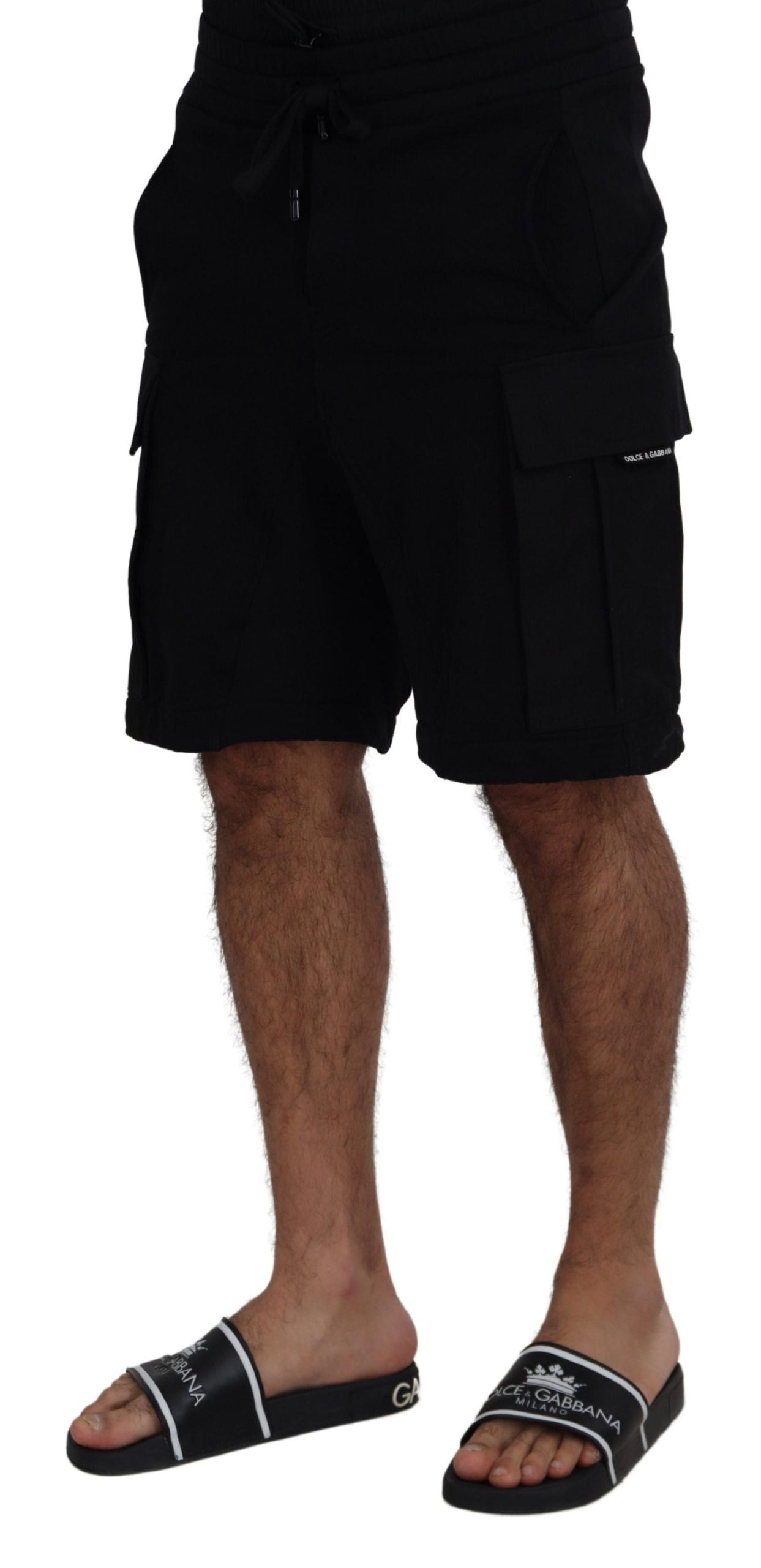 Dolce & Gabbana – Schwarze Bermuda-Cargo-Shorts aus Baumwolle