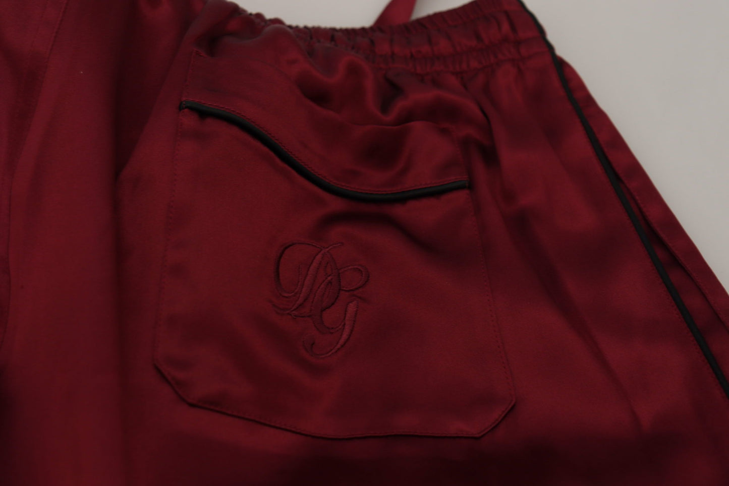 Dolce & Gabbana Bordeauxrote Seiden-Schlafanzughose DG