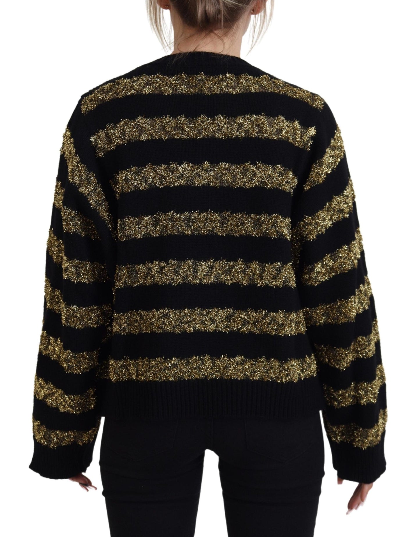 Dolce & Gabbana Schwarz-Gold D&G Kristall Kaschmirpullover