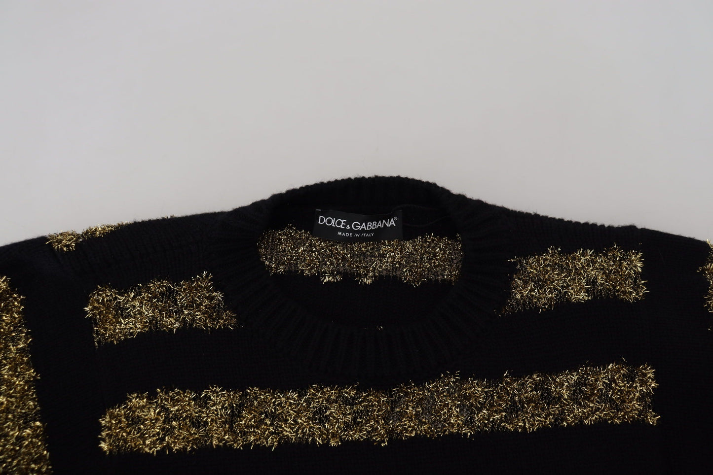 Dolce & Gabbana Schwarz-Gold D&G Kristall Kaschmirpullover