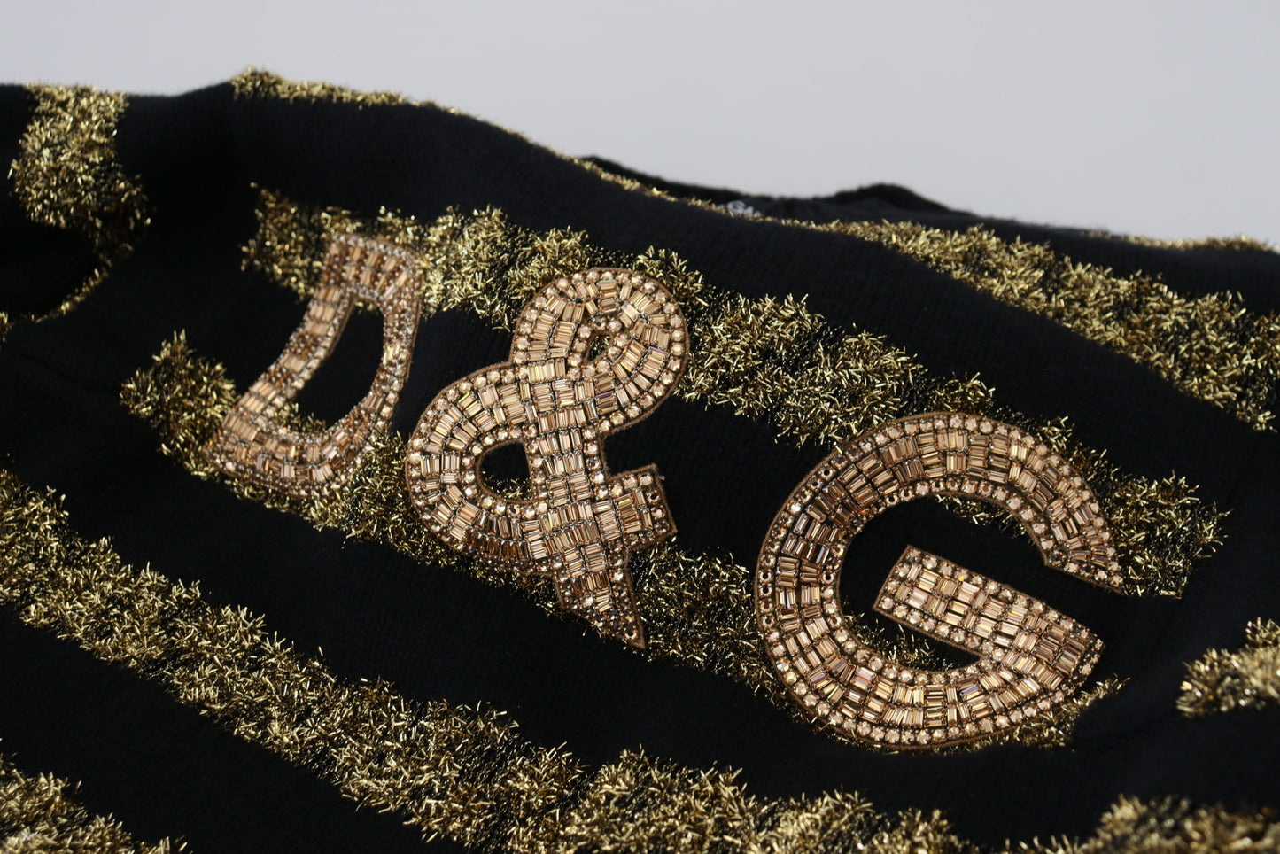 Dolce & Gabbana Schwarz-Gold D&G Kristall Kaschmirpullover
