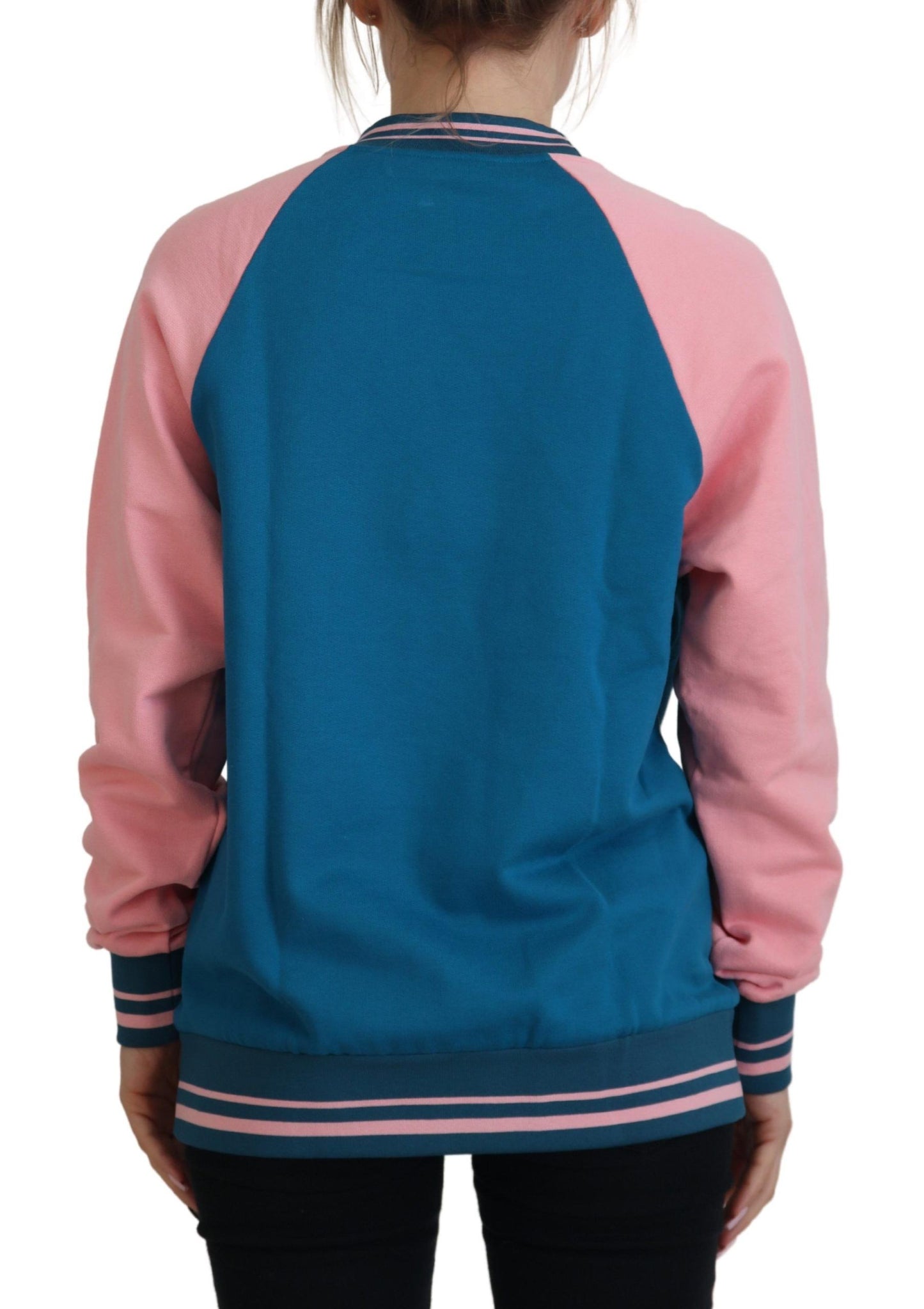 Dolce & Gabbana Blau-Pink Queen Pailletten-Kristallpullover
