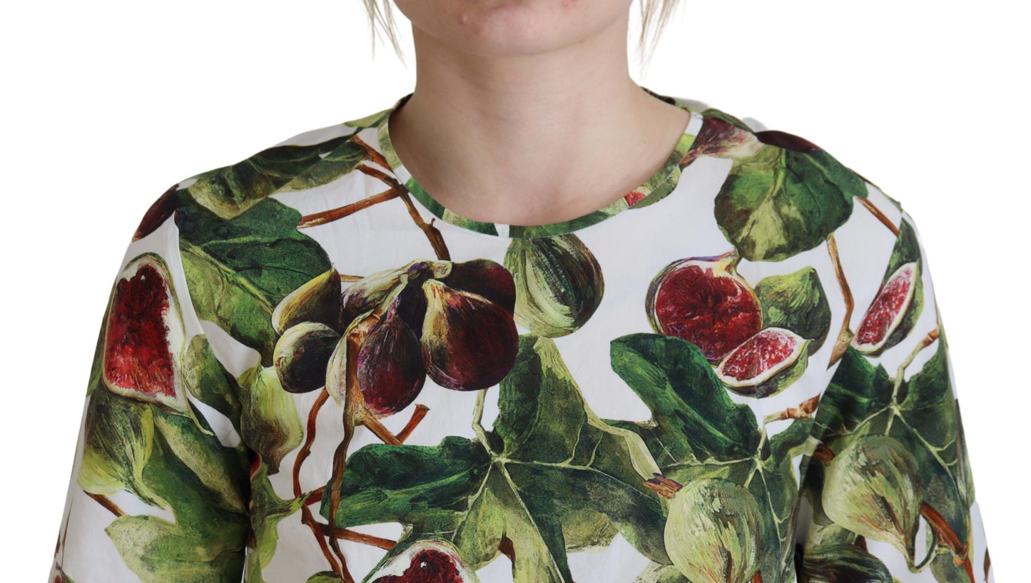 Dolce & Gabbana Rundhals-Baumwoll-Top-Bluse Obst-T-Shirt