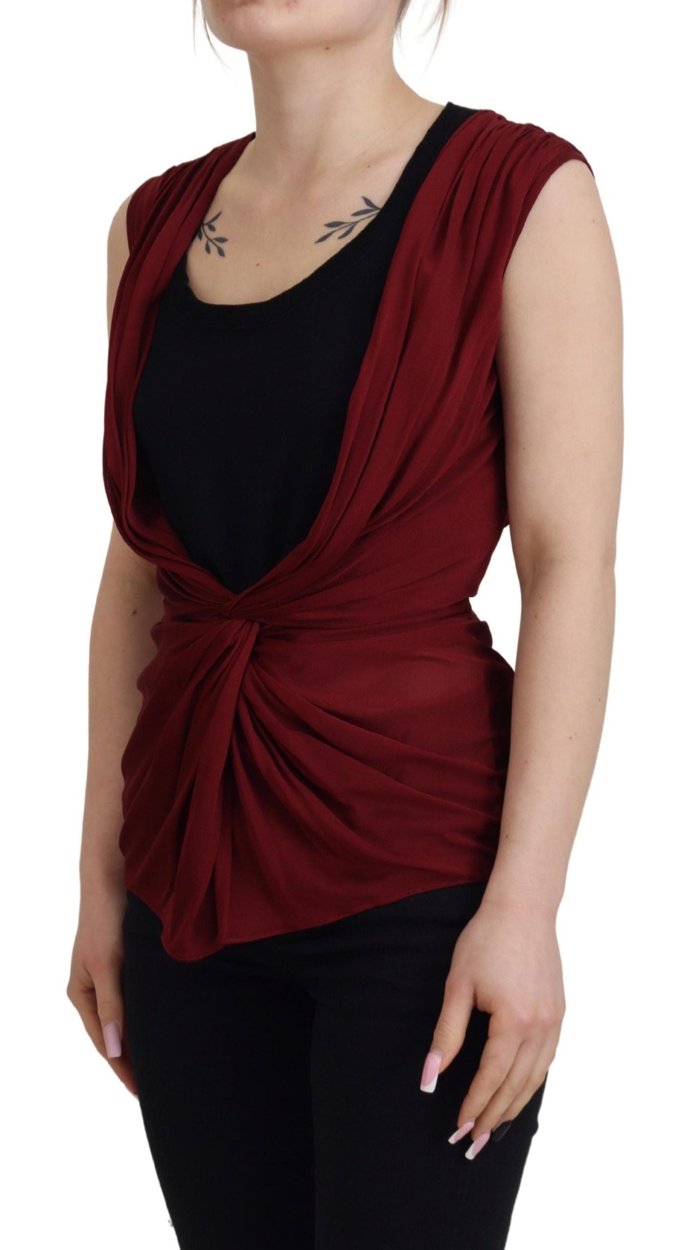 Dolce & Gabbana Bordeaux Seidenstretch-Top-Westenbluse